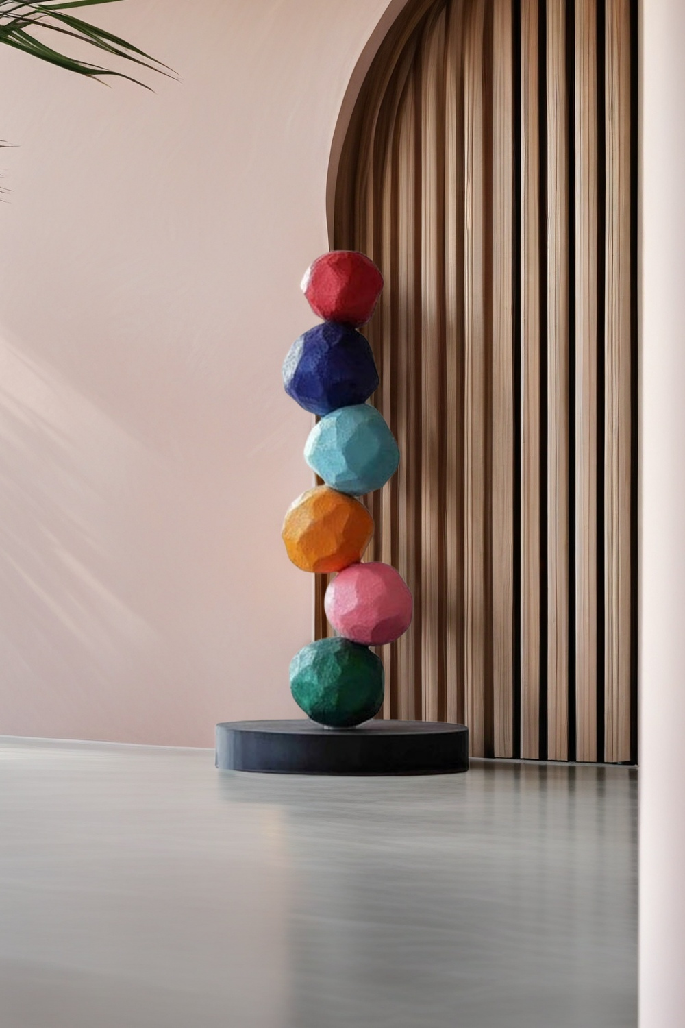 Large Polychrome Wood Sculpture Floor Sculpture Tall Wooden Sculpture Modern Home Decor
