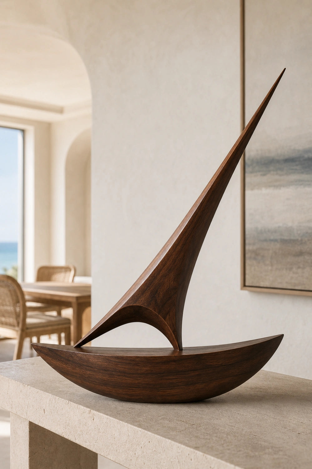 Unique Abstract Wood Sculpture Gift Idea For Art Lovers Modern Living Room Accent