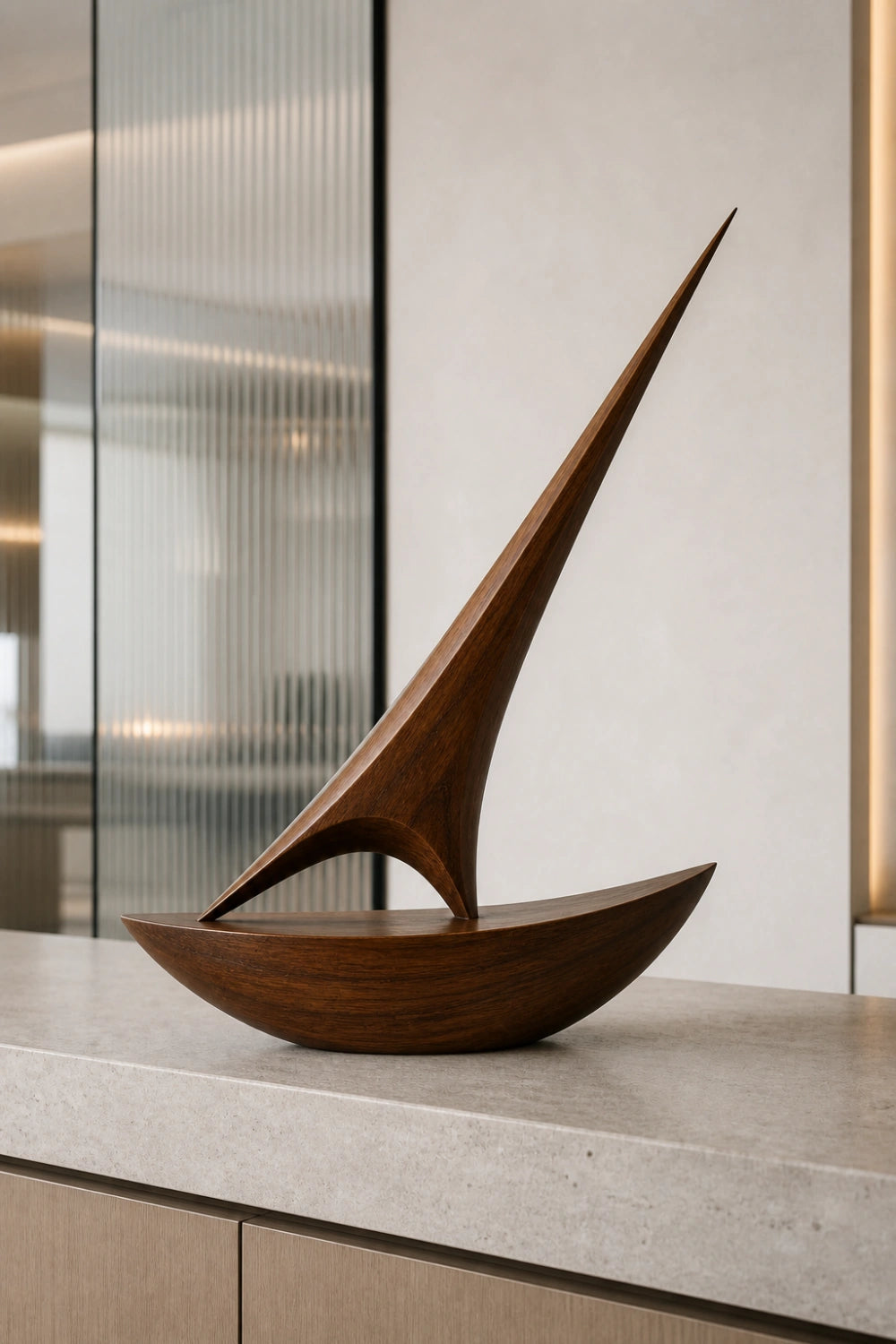 Unique Abstract Wood Sculpture Gift Idea For Art Lovers Modern Living Room Accent