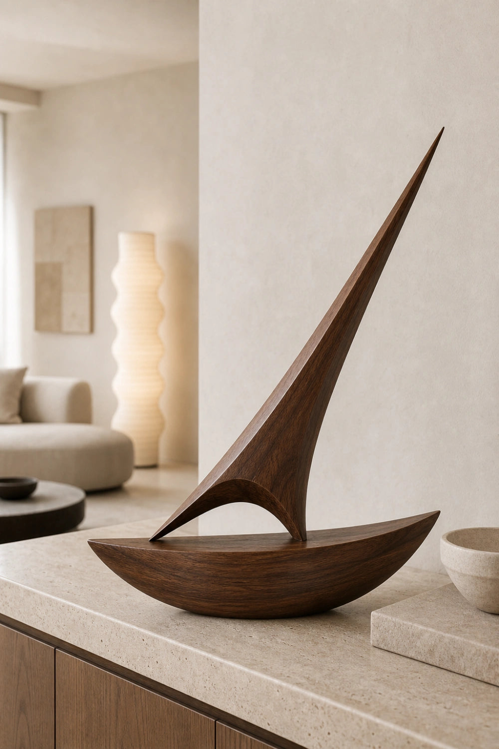 Unique Abstract Wood Sculpture Gift Idea For Art Lovers Modern Living Room Accent