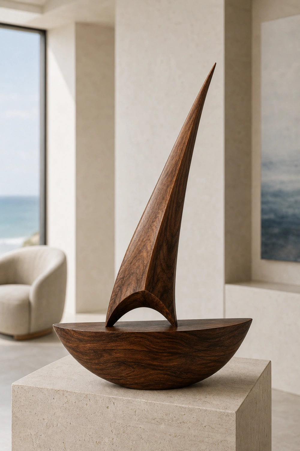 Unique Vertical Wooden Statue Sculpture Minimalist Art For Living Room