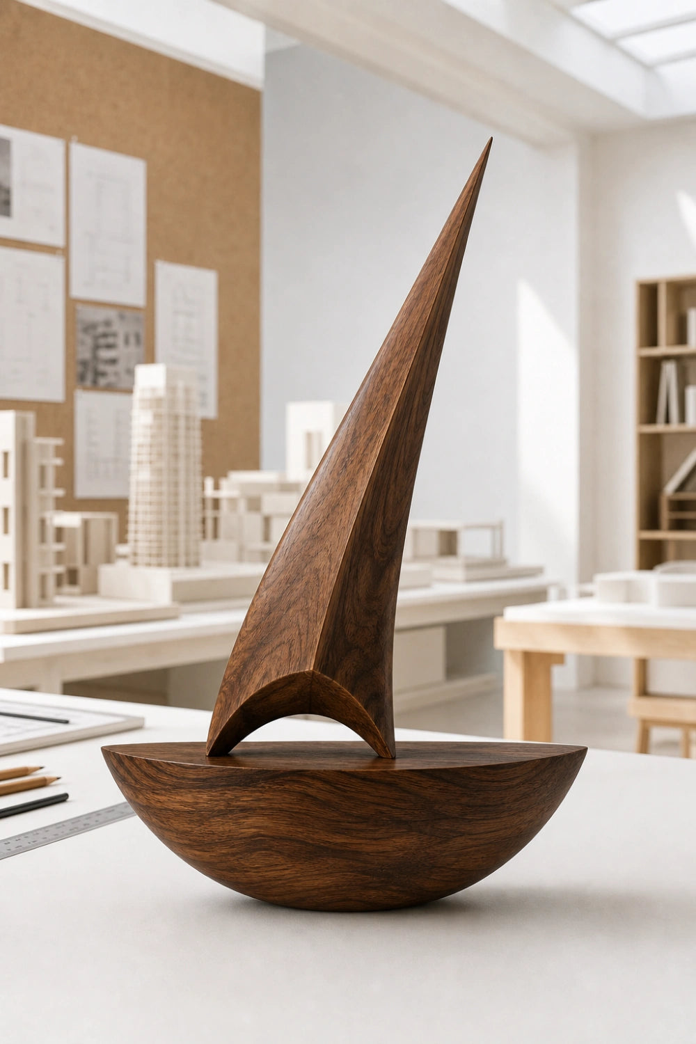 Unique Vertical Wooden Statue Sculpture Minimalist Art For Living Room