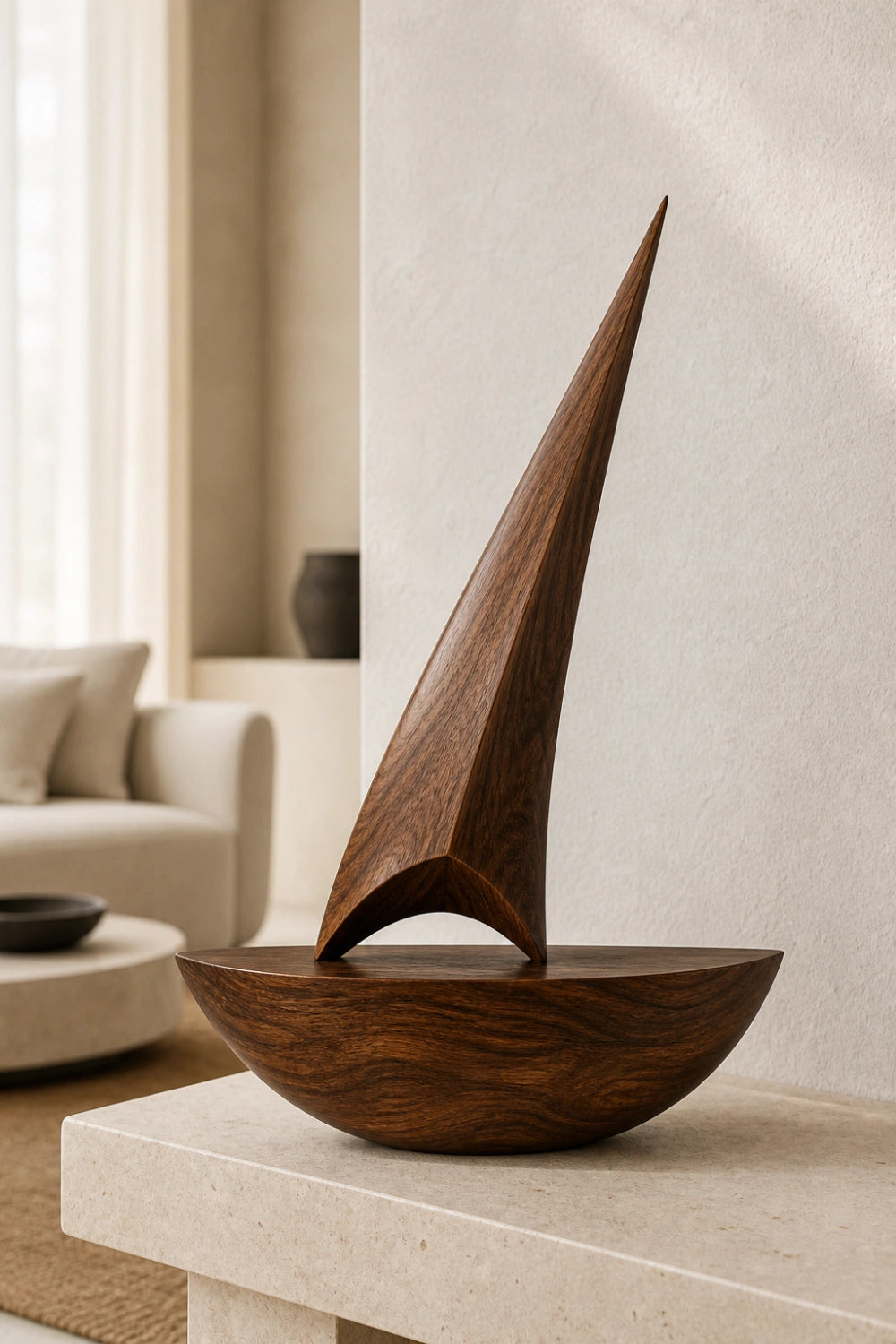 Unique Vertical Wooden Statue Sculpture Minimalist Art For Living Room