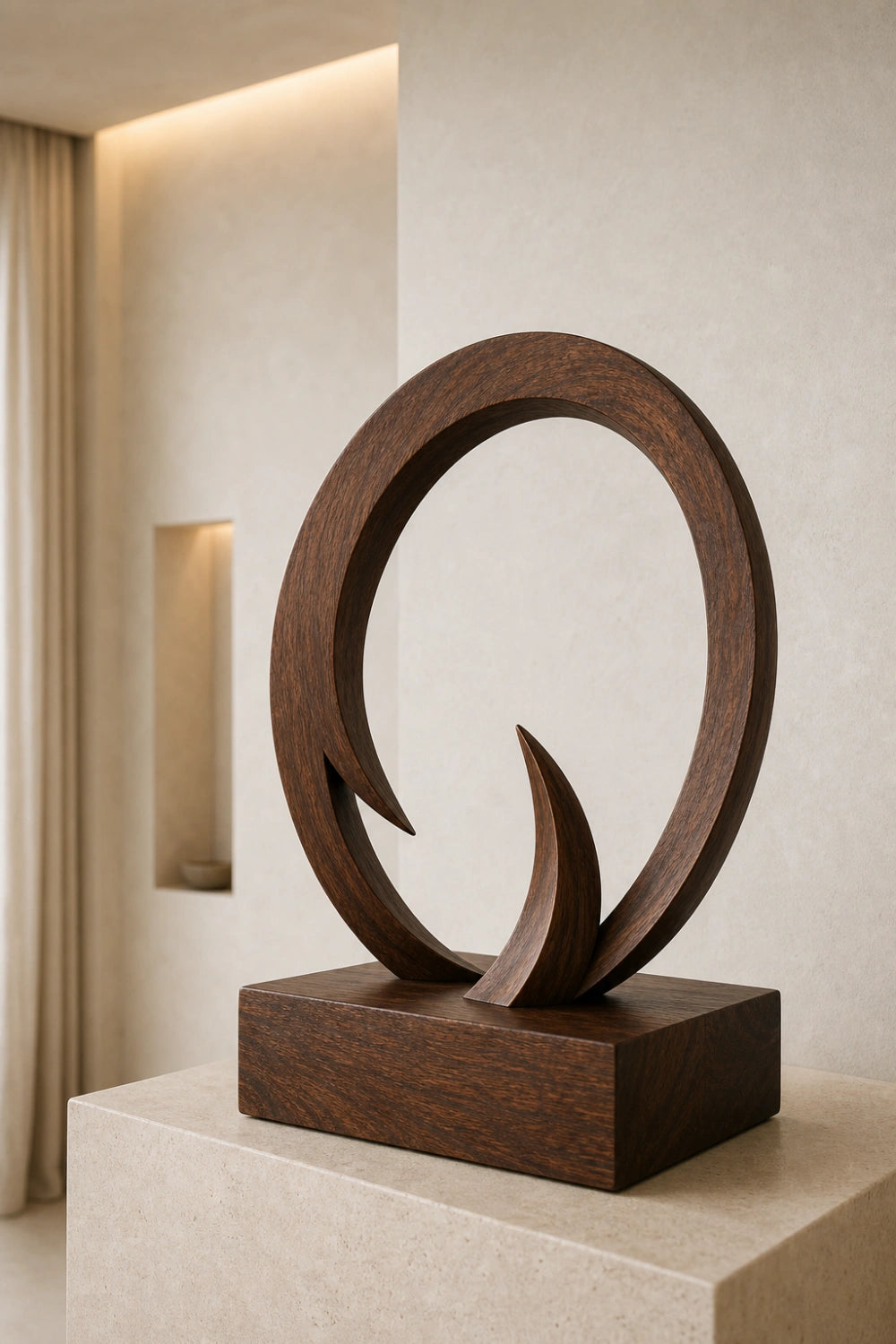 Original Hand Carved Wooden Art Sculpture Unique Abstract Design For Luxury Living Rooms