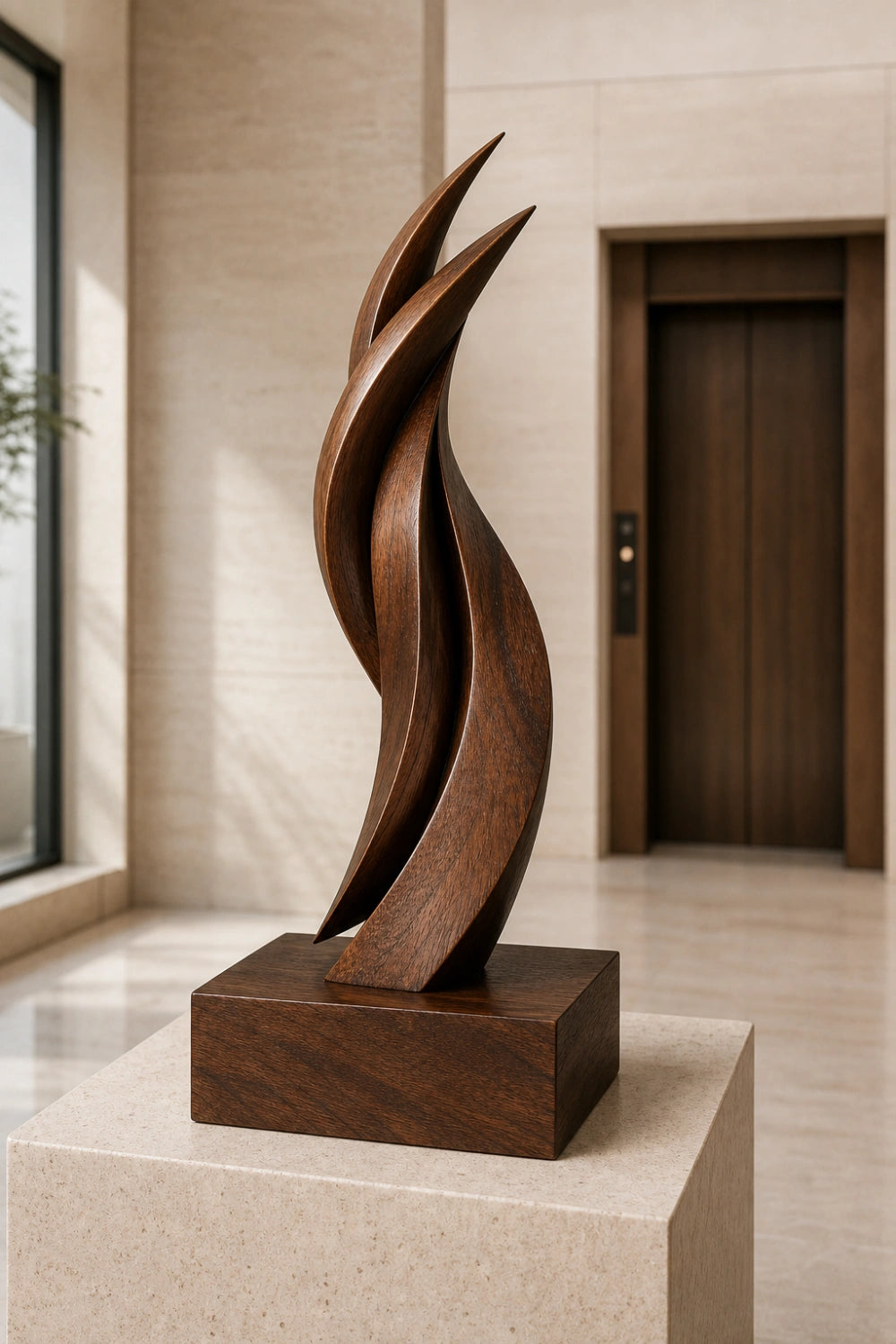 Modern Freestanding Wooden Sculpture Minimalist Art For Living Room
