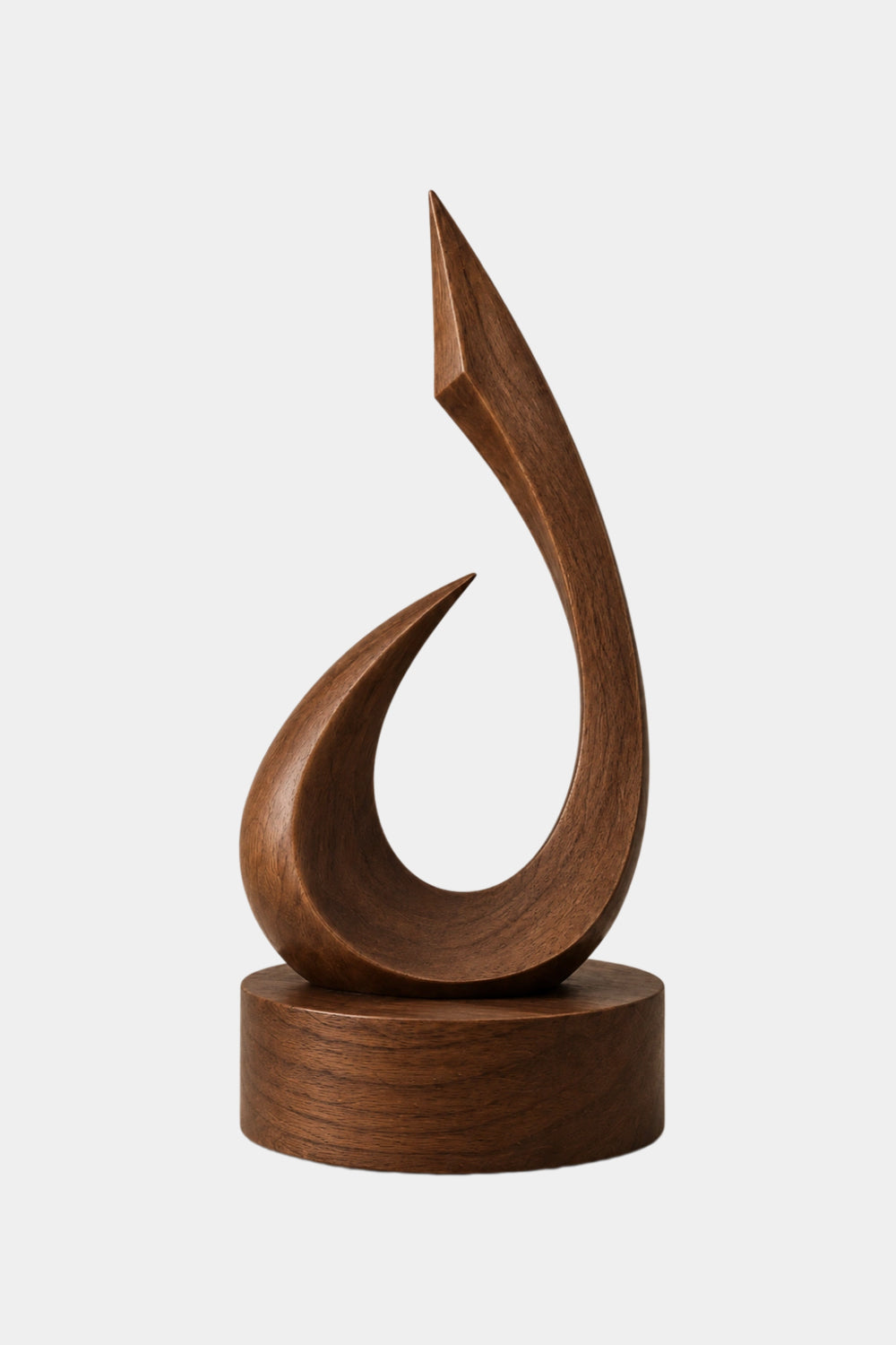 Handmade Wooden Art Sculpture Abstract Flame Design Satin Finish For Tabletop Display