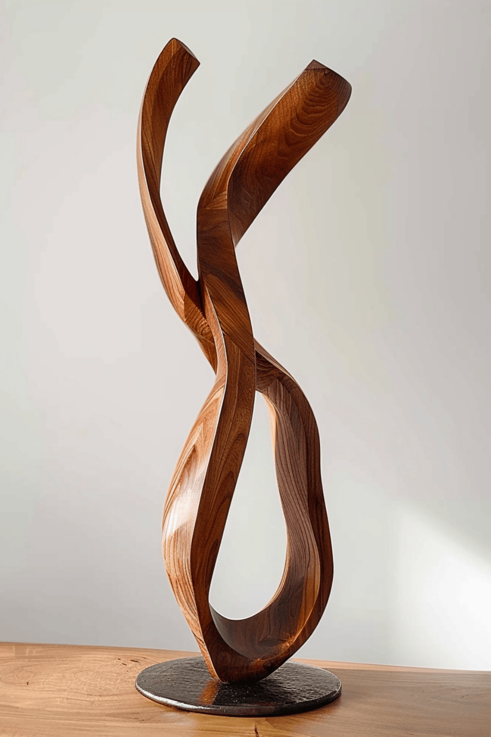 Abstract Wooden Sculpture Minimalist Decor Hand Carved Wood Statue