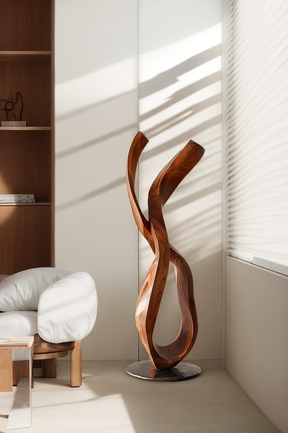 Abstract Wooden Sculpture Minimalist Decor Hand Carved Wood Statue