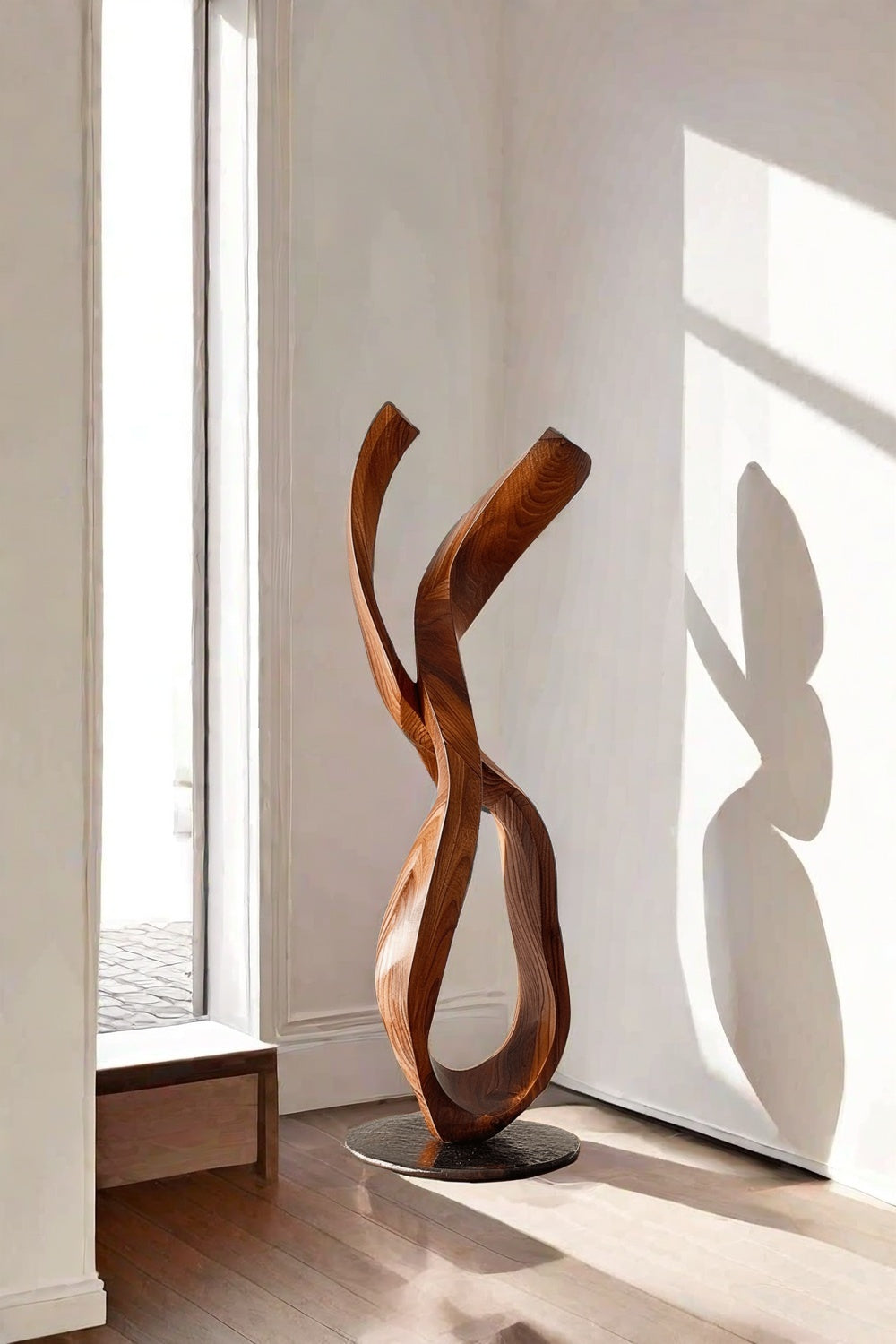 Abstract Wooden Sculpture Minimalist Decor Hand Carved Wood Statue