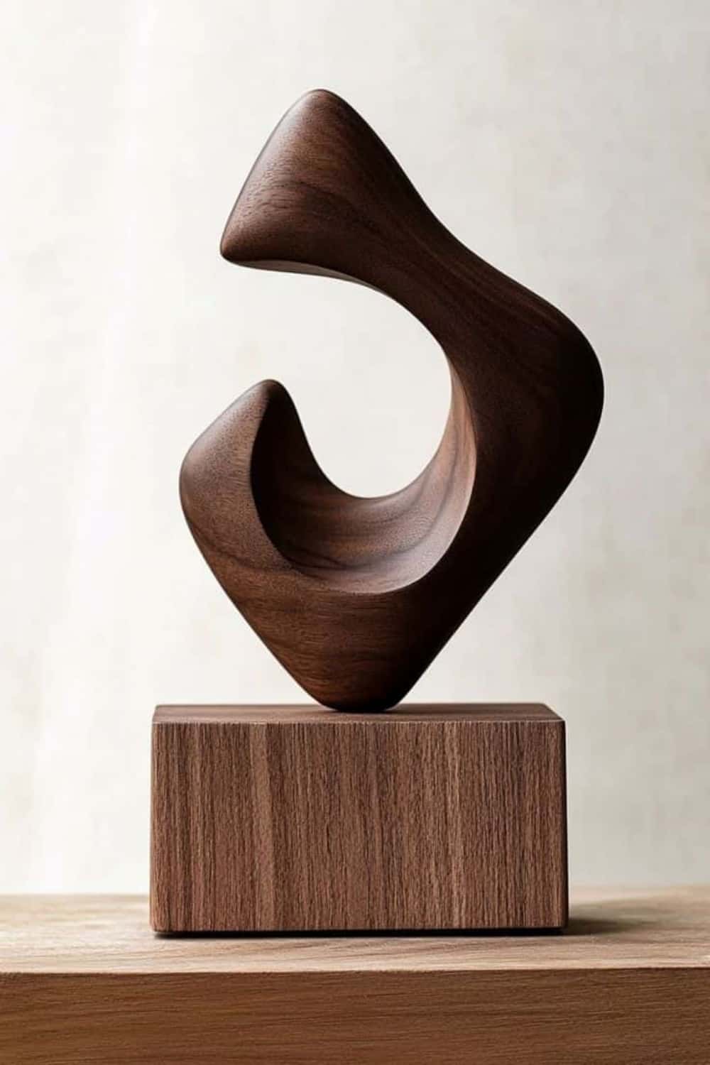 Hand Wood Carving Abstract Wooden Sculpture Geometric Wood Art Deco