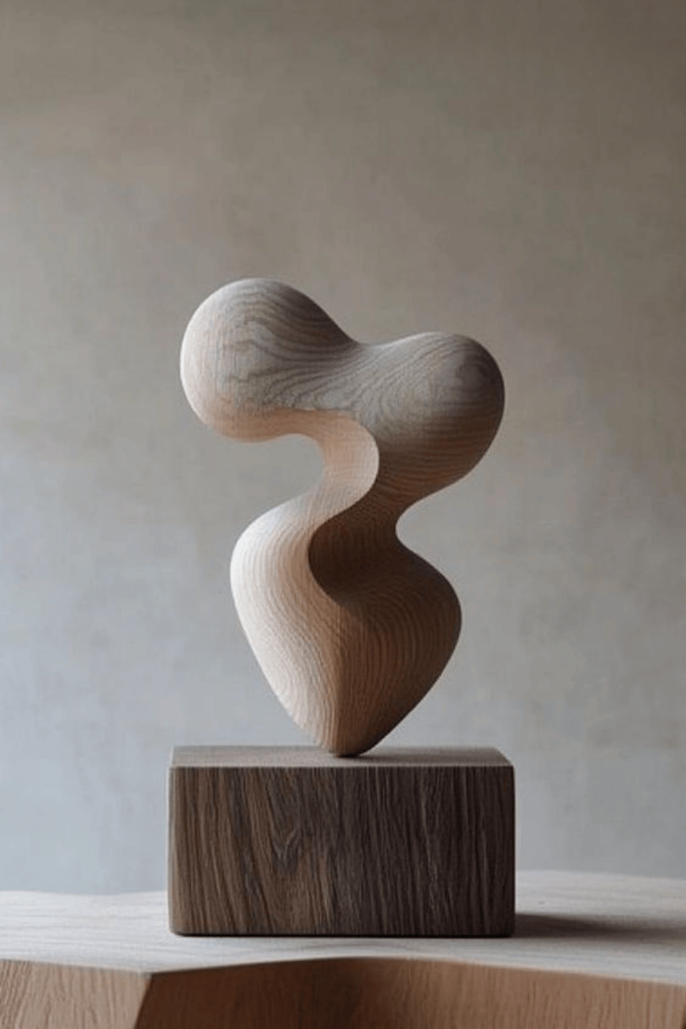 Hand Wood Carving Abstract Wooden Sculpture Geometric Wood Art Deco