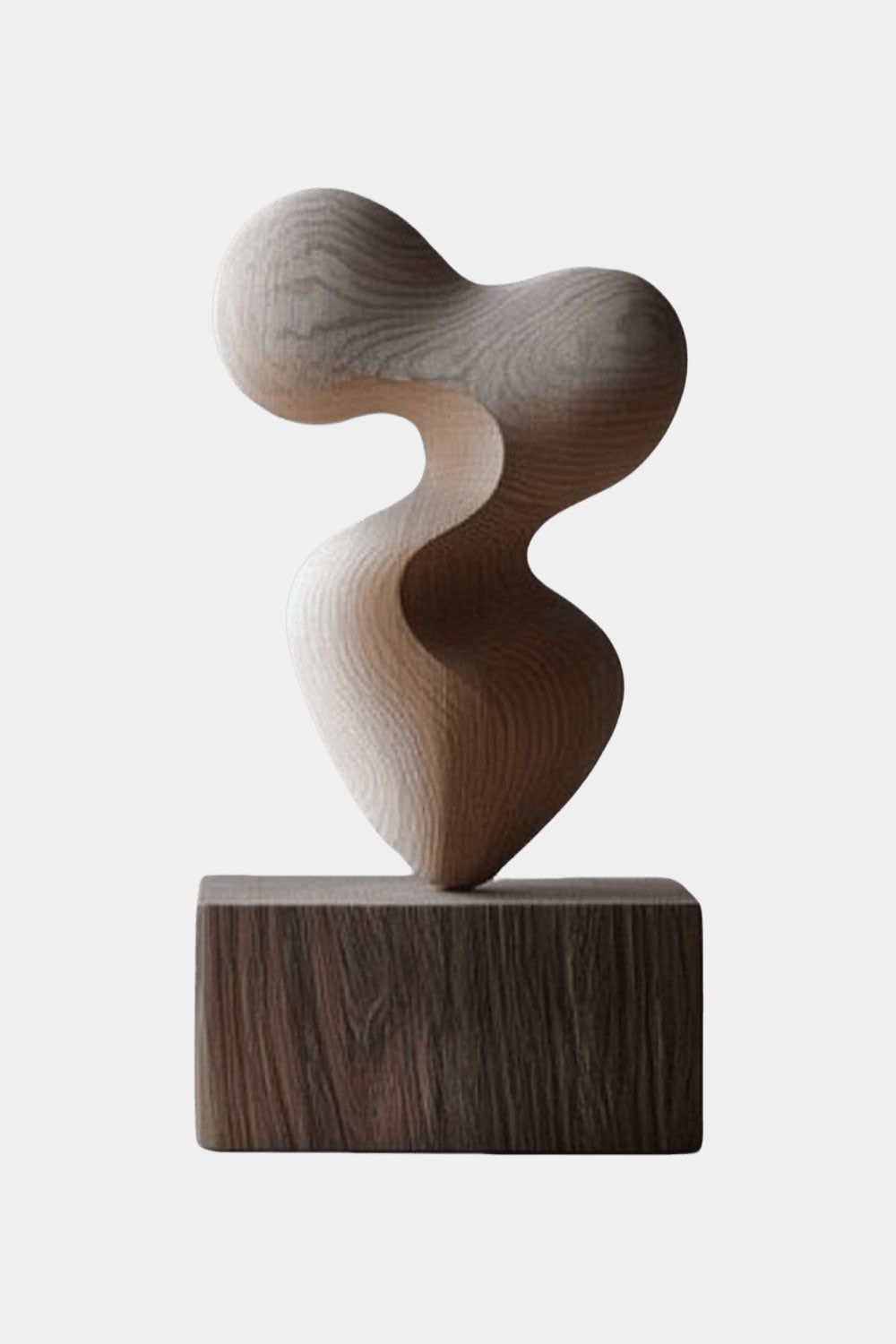 Hand Wood Carving Abstract Wooden Sculpture Geometric Wood Art Deco