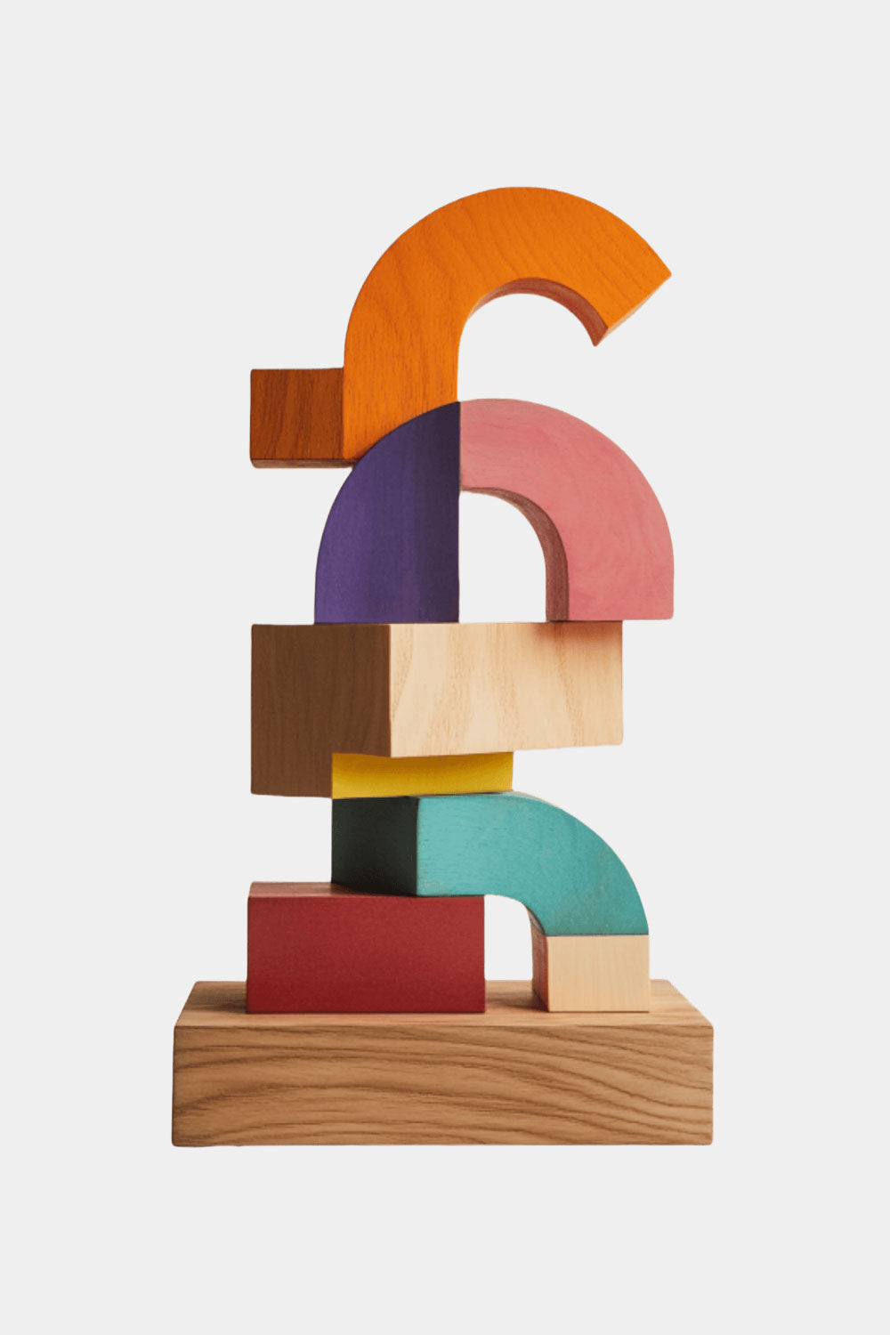 Polychrome Wood Sculpture Hand Carved Large Abstract Wooden Sculpture