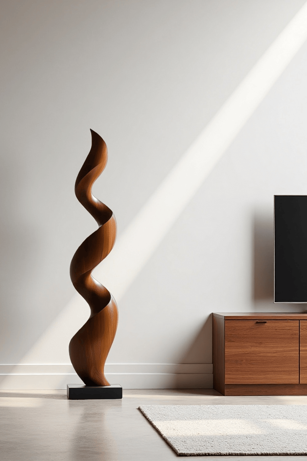 Handcrafted Spiral Wood Sculpture Large Modern Wooden Sculpture Home Decoration