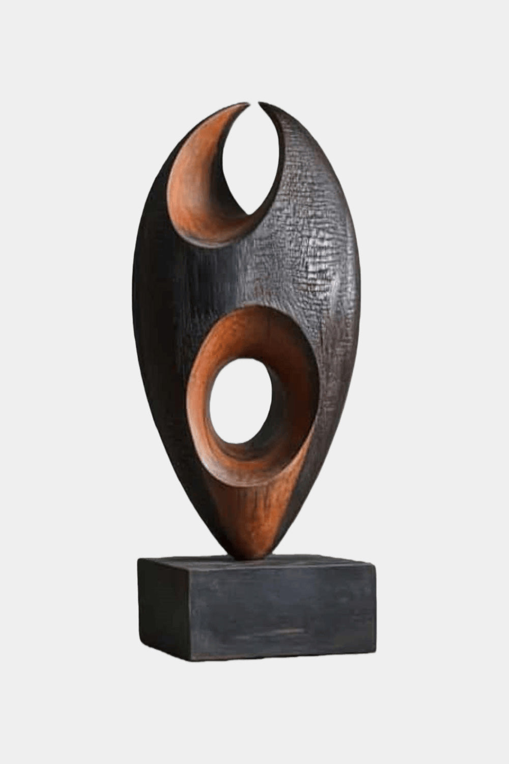 Abstract Wooden Sculpture Hand Carved African Inspired Modern Art Décor