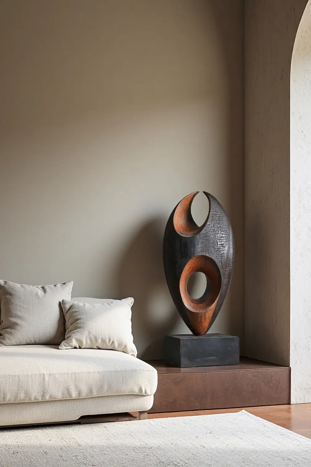 Abstract Wooden Sculpture Hand Carved African Inspired Modern Art Décor