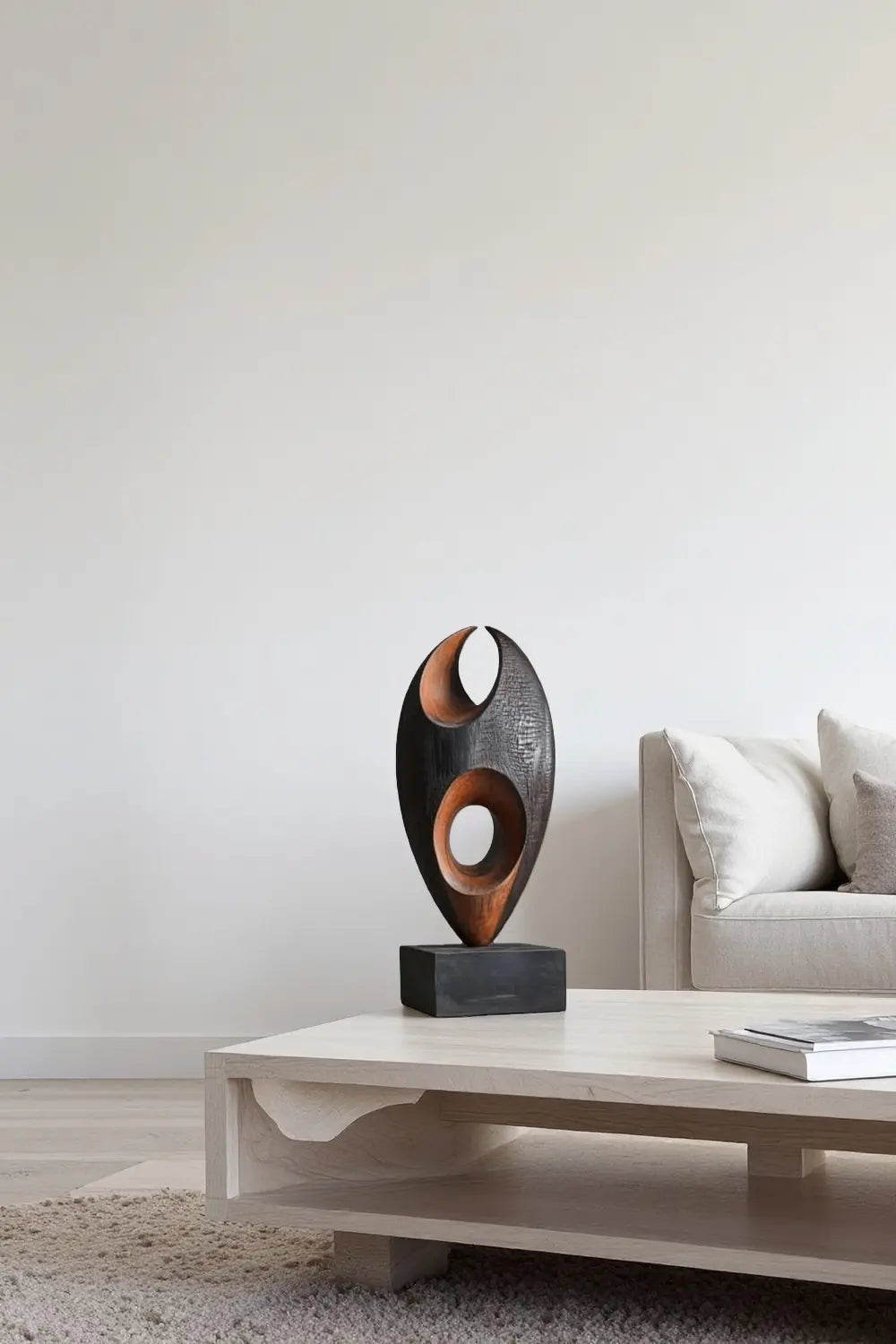 Abstract Wooden Sculpture Hand Carved African Inspired Modern Art Décor