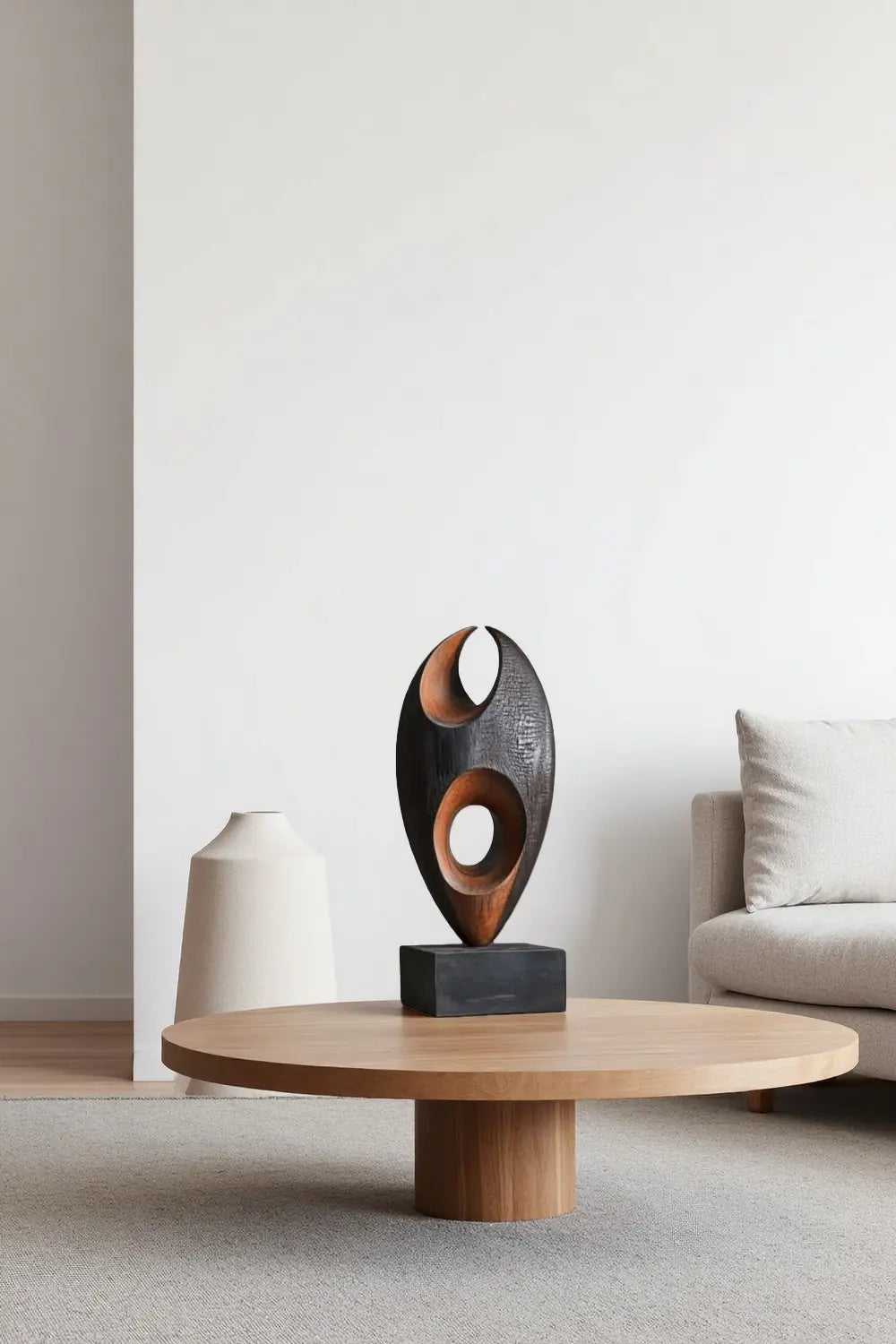 Abstract Wooden Sculpture Hand Carved African Inspired Modern Art Décor