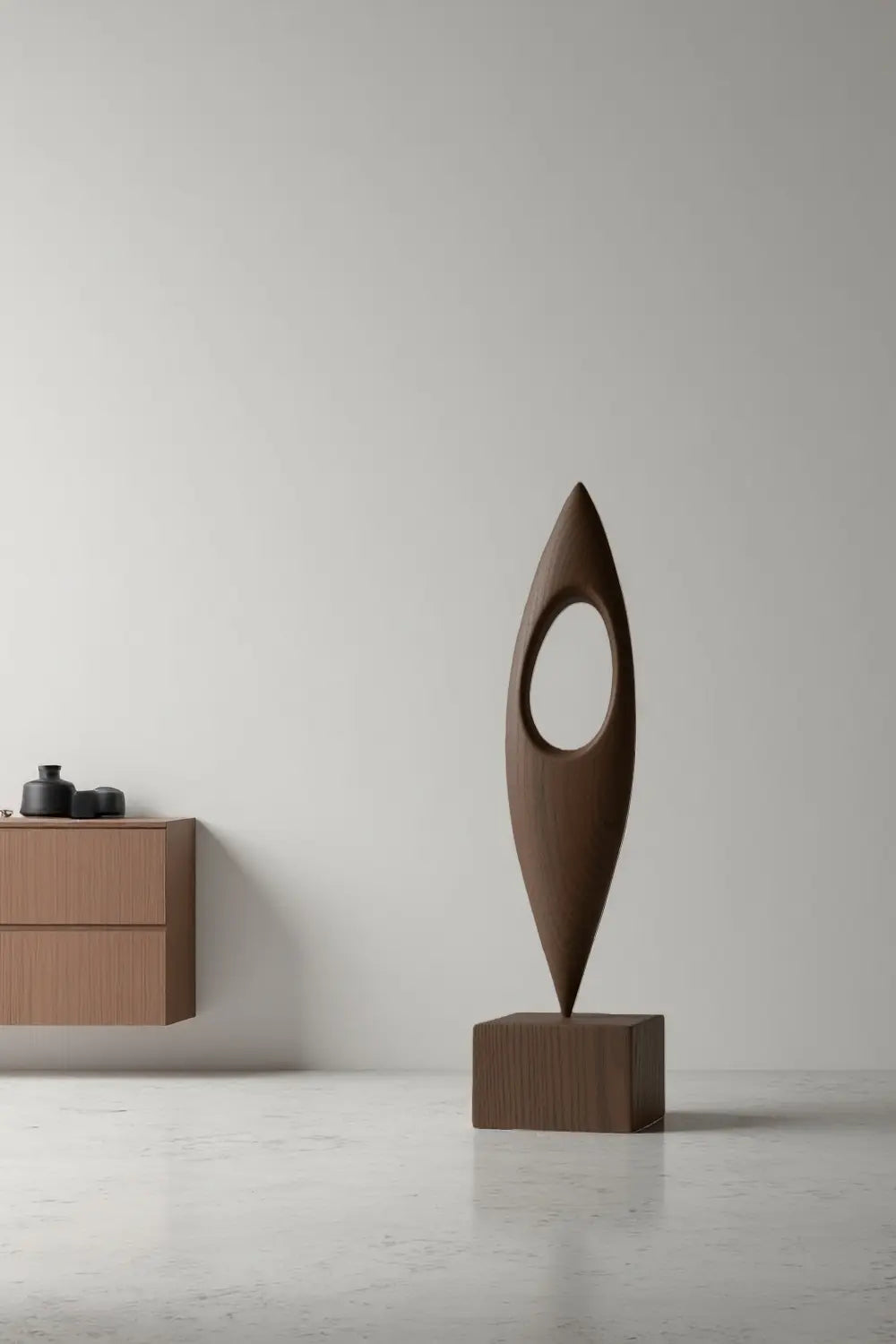 Minimalist Abstract Wooden Sculpture Handcrafted Modern Art Décor Art