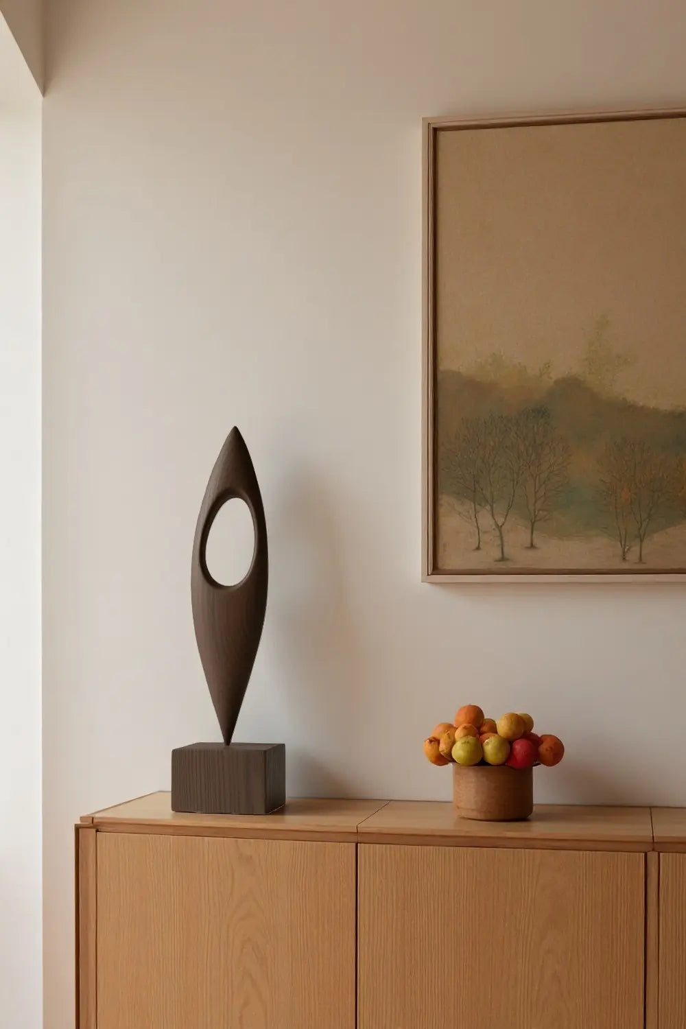 Minimalist Abstract Wooden Sculpture Handcrafted Modern Art Décor Art