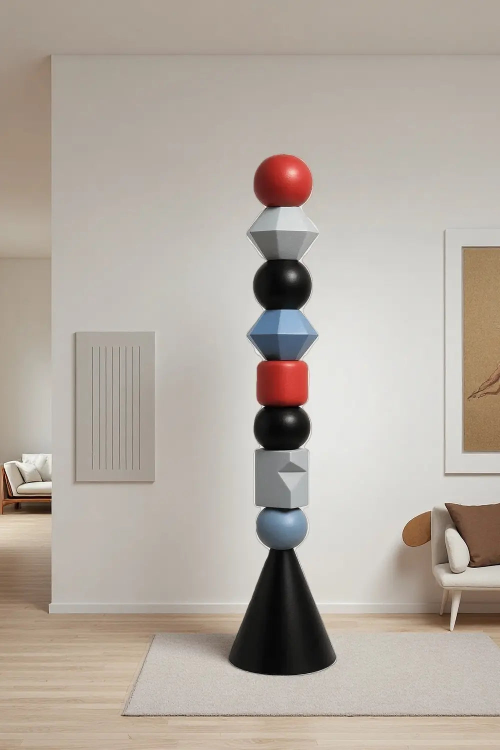 Colorful Large Abstract Wooden Sculptures Geometric Handcrafted Modern Art Décor