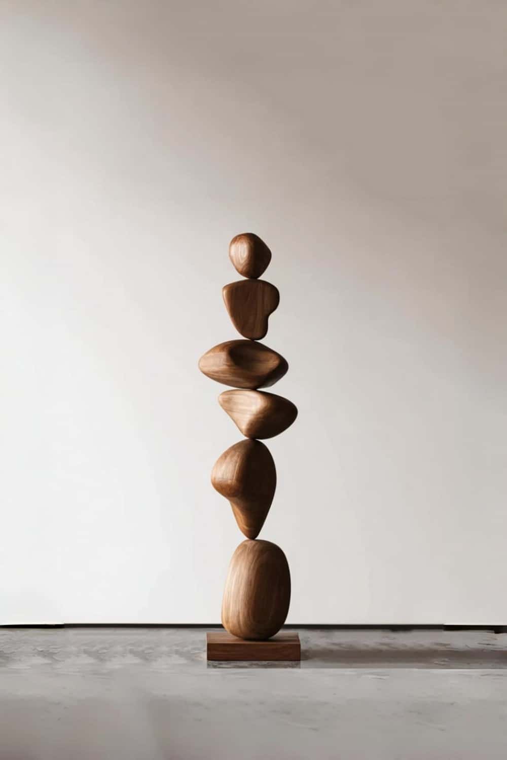 Modern Large Abstract Wood Sculpture Handcrafted Tall Standing Floor Decor