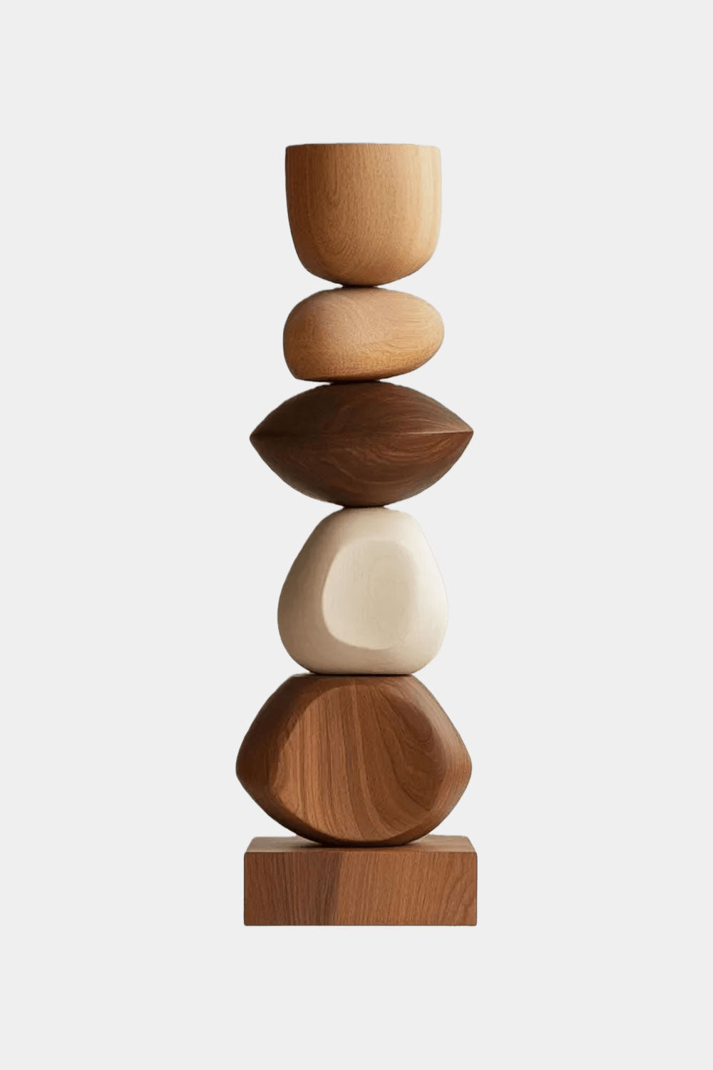 Large Modern Geometric Abstract Wooden Totem Sculpture Floor Wood Art