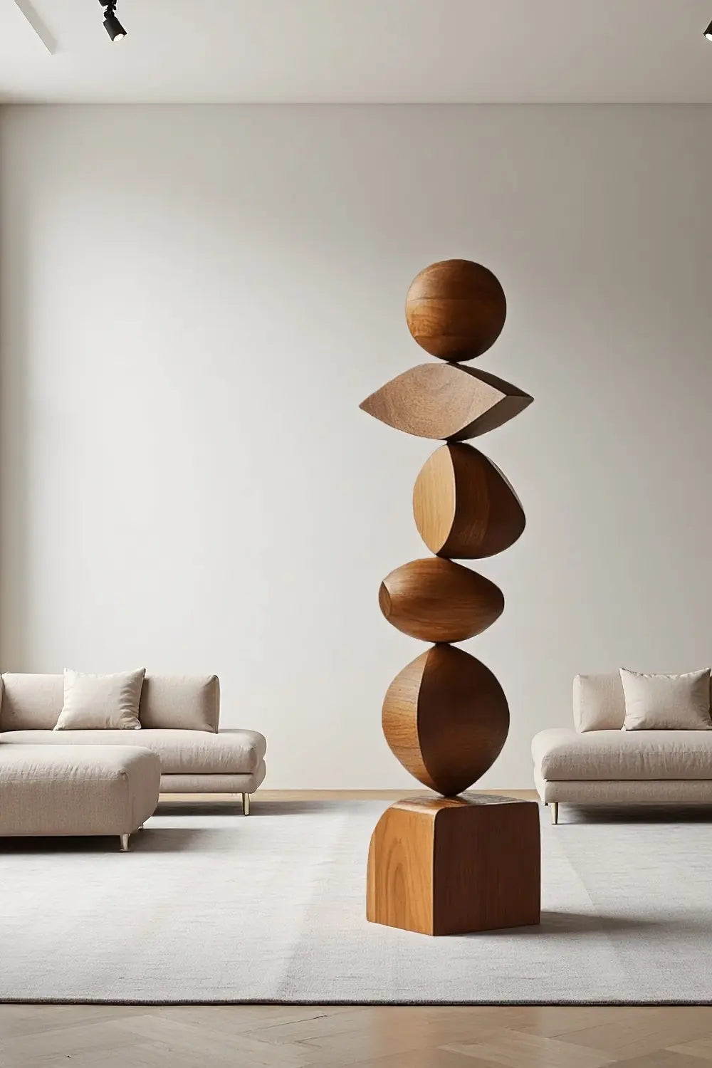 Large Abstract Wood Floor Sculpture Tall Wooden Sculptures Art for Home