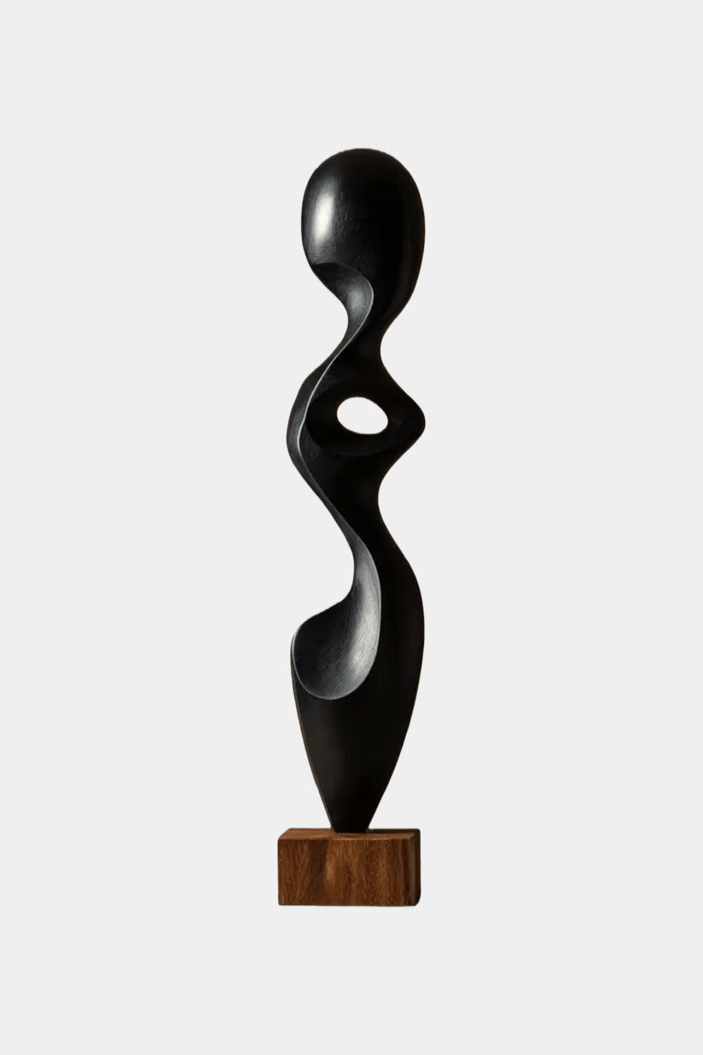 Modern Abstract Large Wood Floor Sculpture Handcrafted Black Statue | Artiblend
