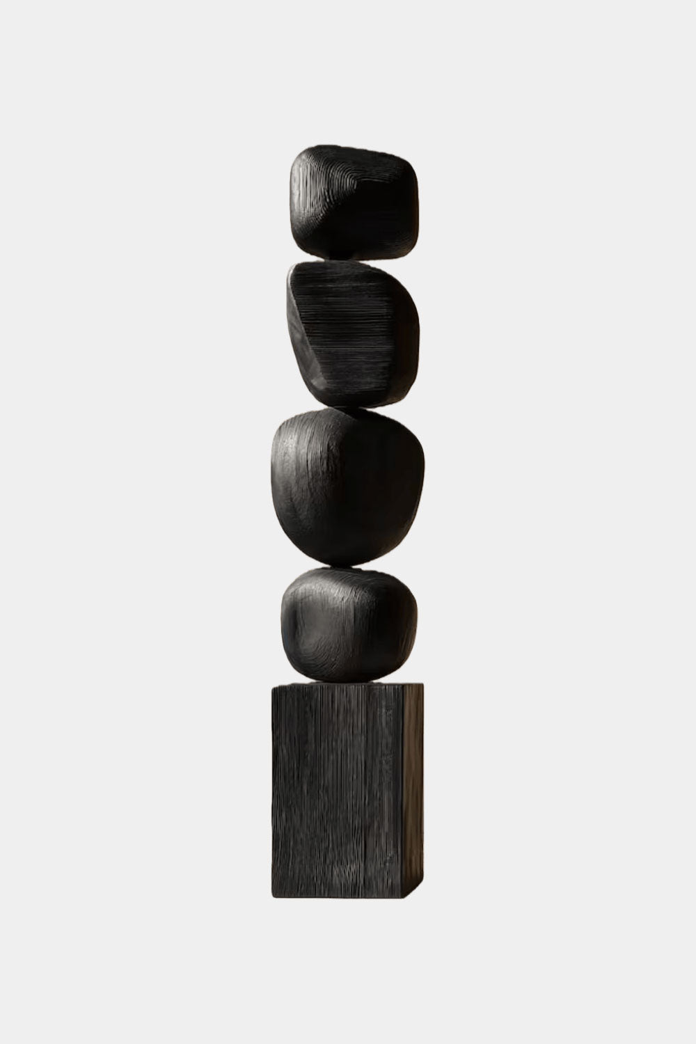 Modern Abstract Large Wood Floor Sculpture Handcrafted Black Statue | Artiblend