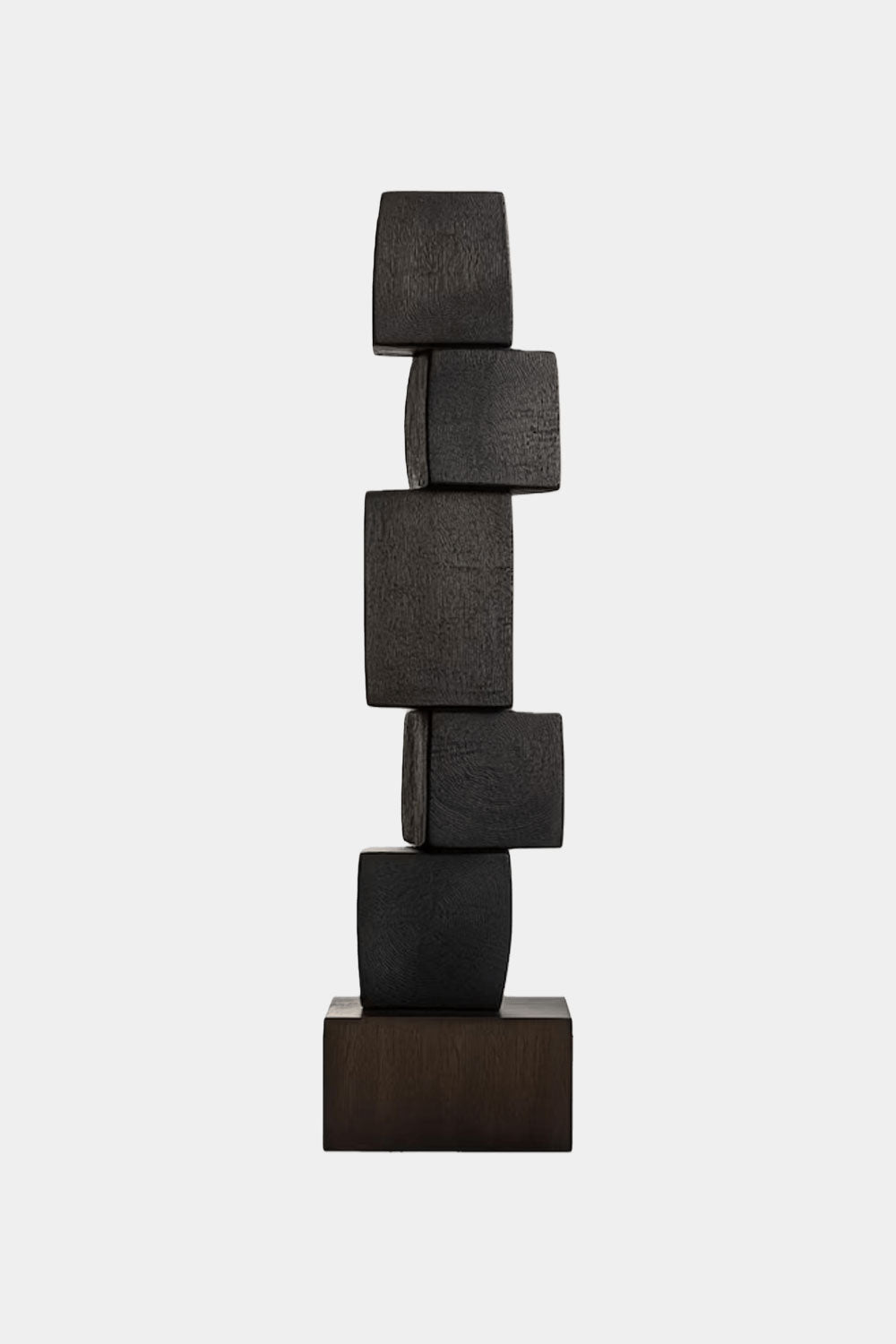 Tall Vertical Wooden Floor Sculpture Large Handcrafted Black Wooden Art Artiblend