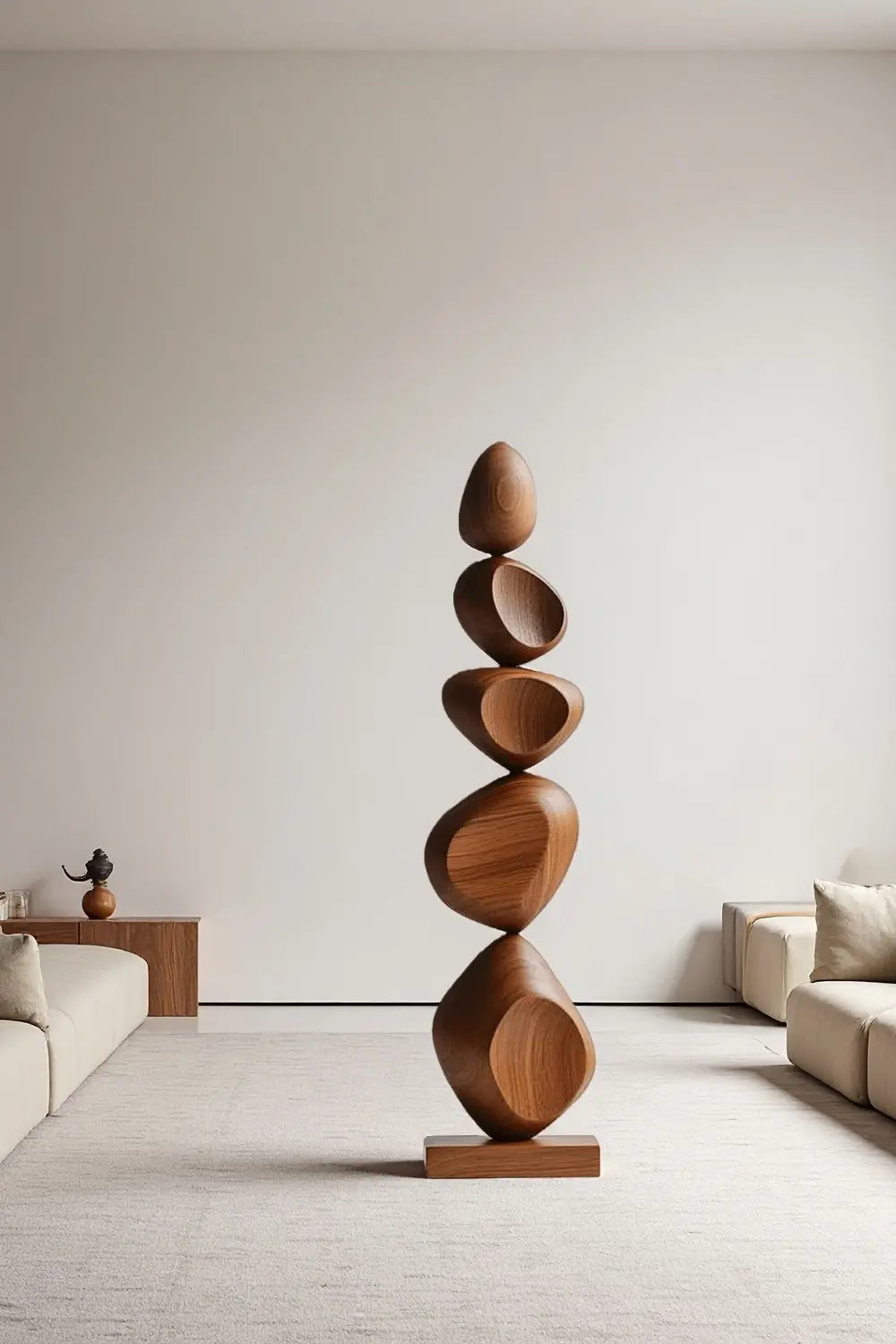Large Abstract Wood Floor Sculpture Tall Wooden Sculptures Art for Home