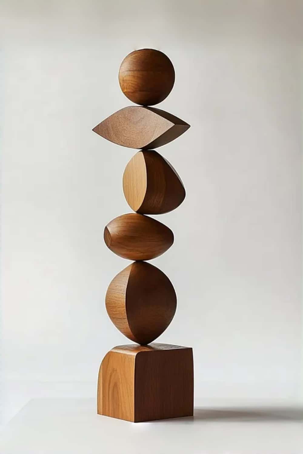 Large Abstract Wood Floor Sculpture Tall Wooden Sculptures Art for Home