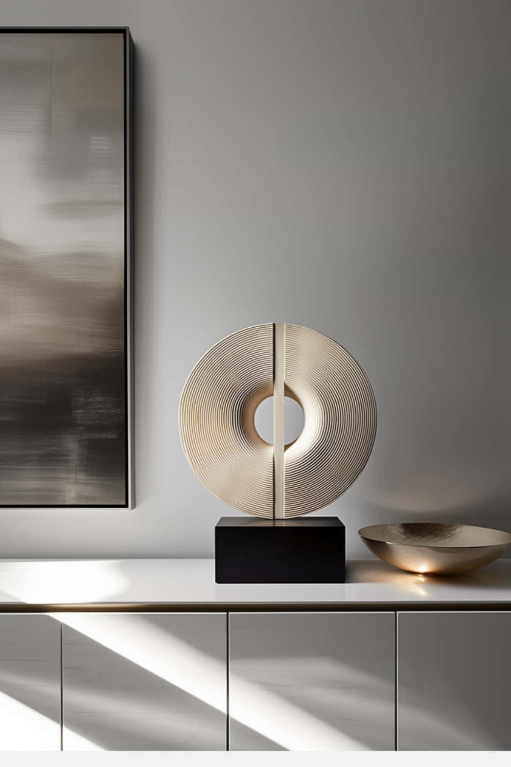 Abstract Circular Wood Sculpture Modern Minimalist Geometric Wooden Art Home Decor