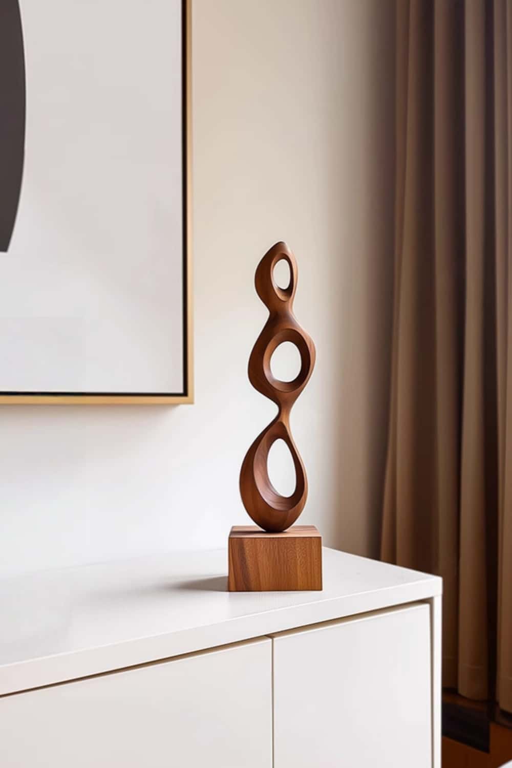 Abstract Wooden Floor Sculpture Hand-Carved Modern Wood Art Decor | Artiblend