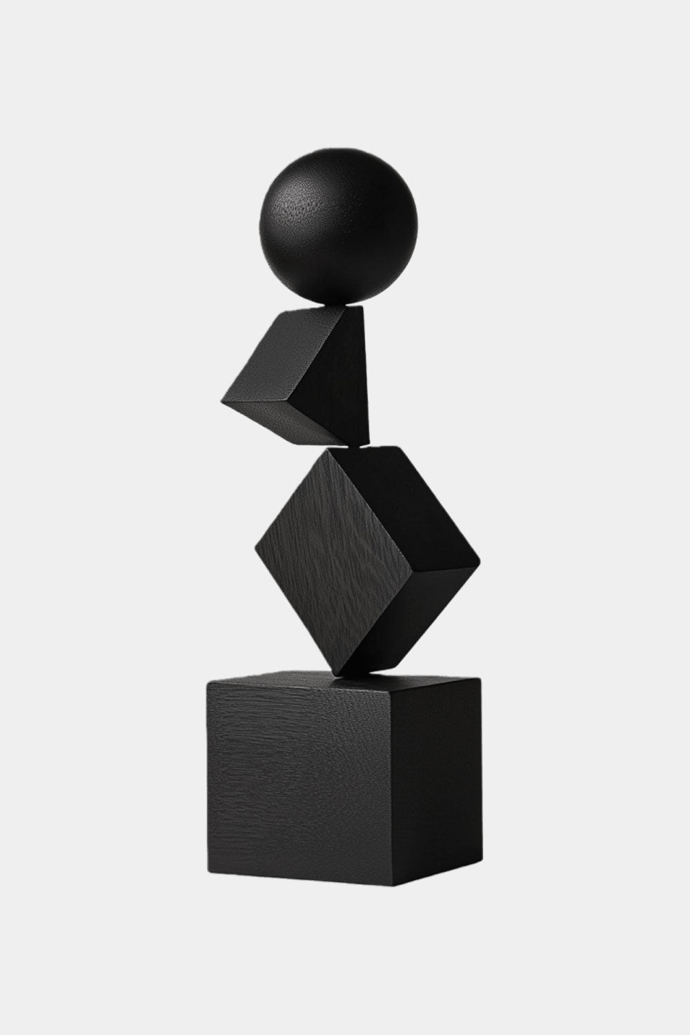 Black Geometric Wooden Art Sculpture Abstract Minimalist Modern Decor