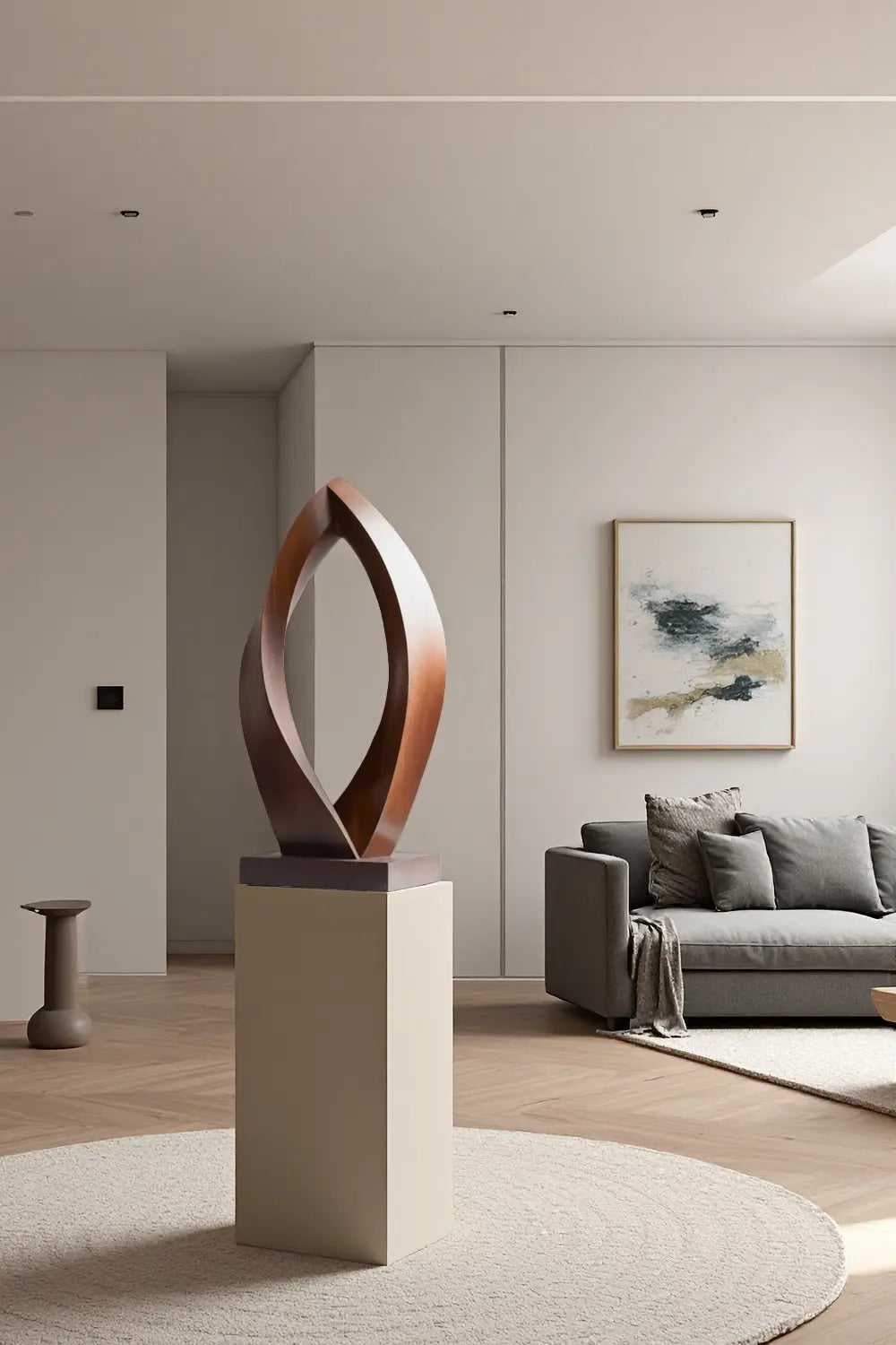 Abstract Minimalist Wooden Sculpture Modern Hand-Carved Desktop Decoration