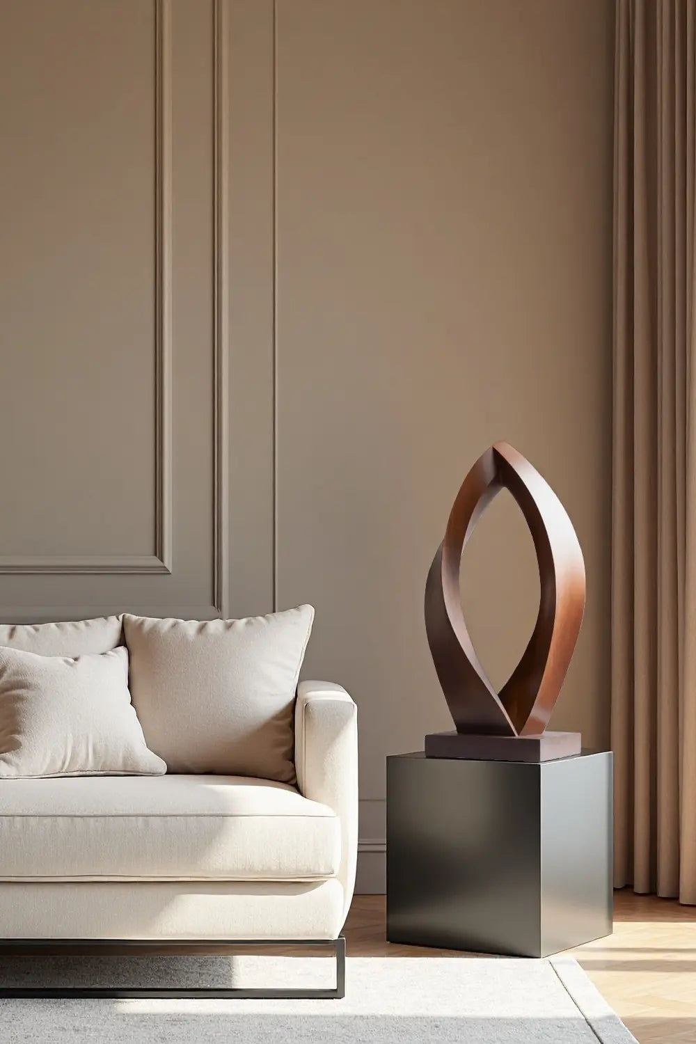 Abstract Minimalist Wooden Sculpture Modern Hand-Carved Desktop Decoration