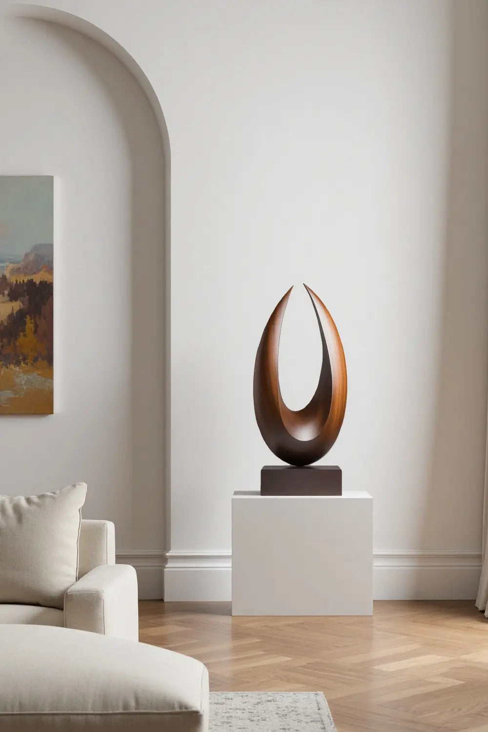 Nordic Artisan Wood Totem Sculpture Sustainable Hand-Carved Desktop Art