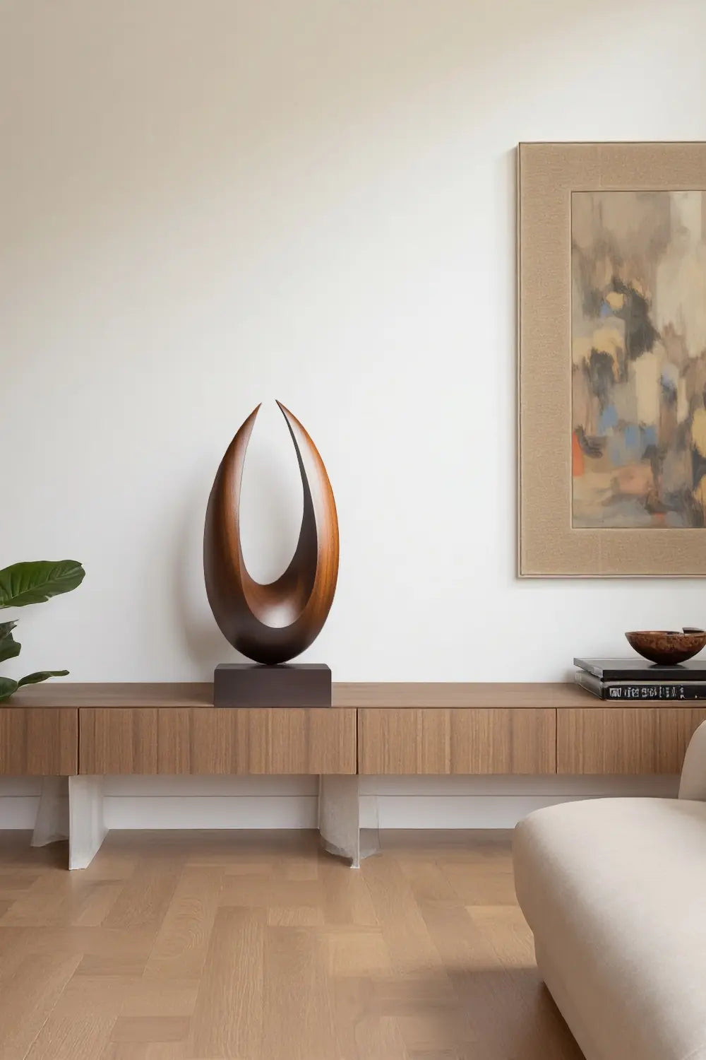 Nordic Artisan Wood Totem Sculpture Sustainable Hand-Carved Desktop Art