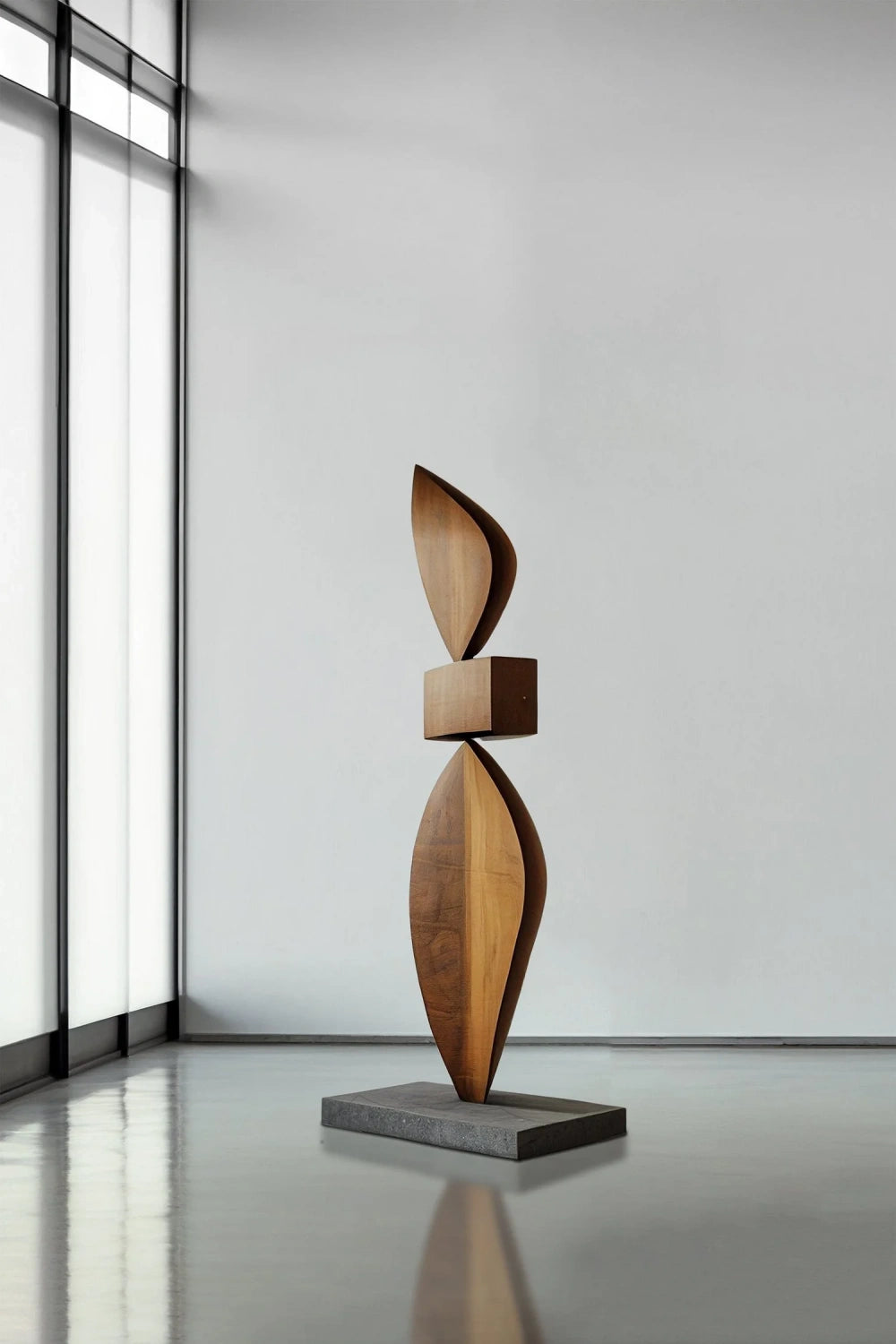 Tall Modern Wood Floor Sculpture Large Abstract Solid Wood Home Decor Accent