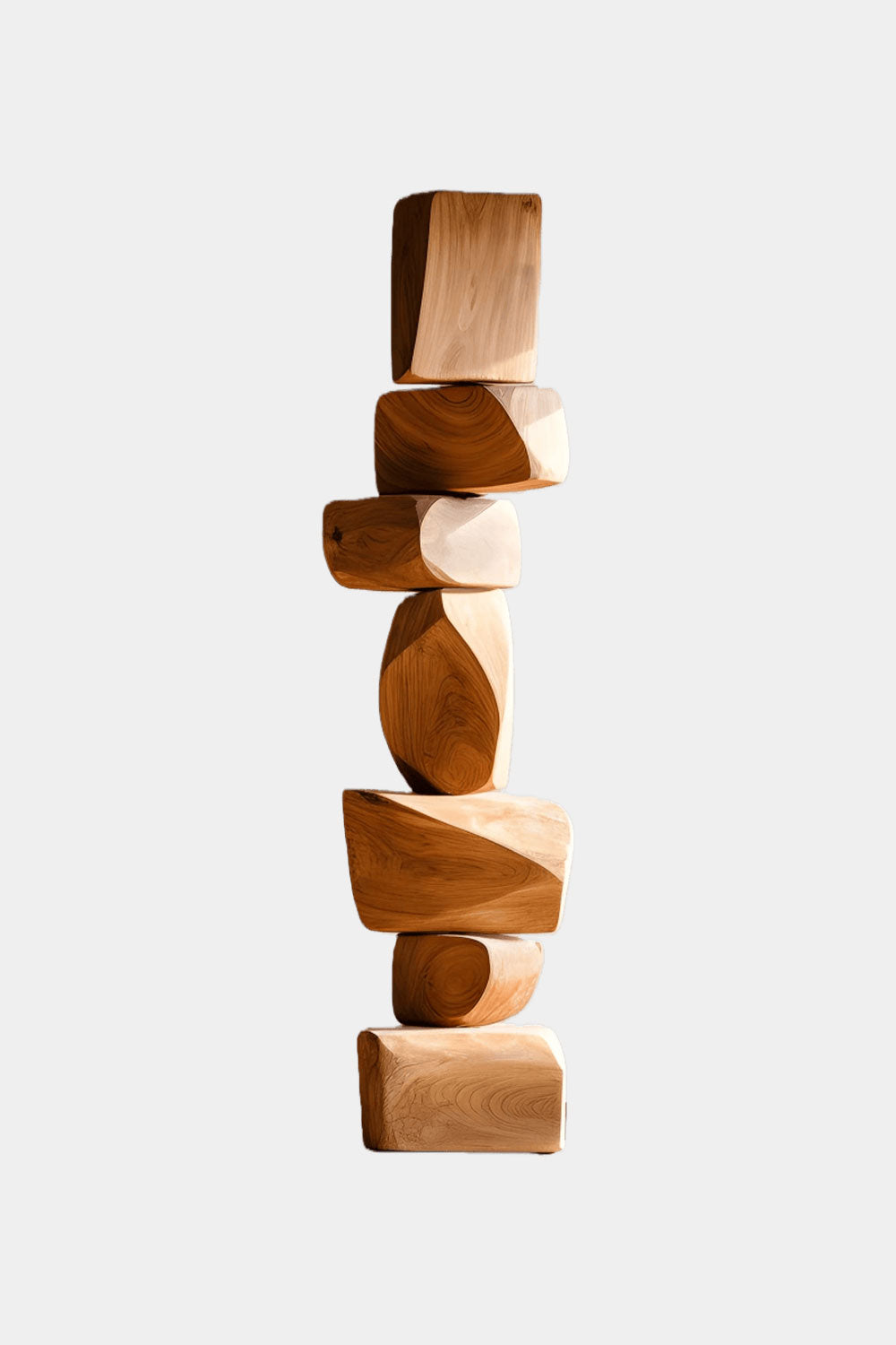 Large Minimalist Dark Wood Floor Sculpture Tall Vertical Hand-Finished Standing Decor