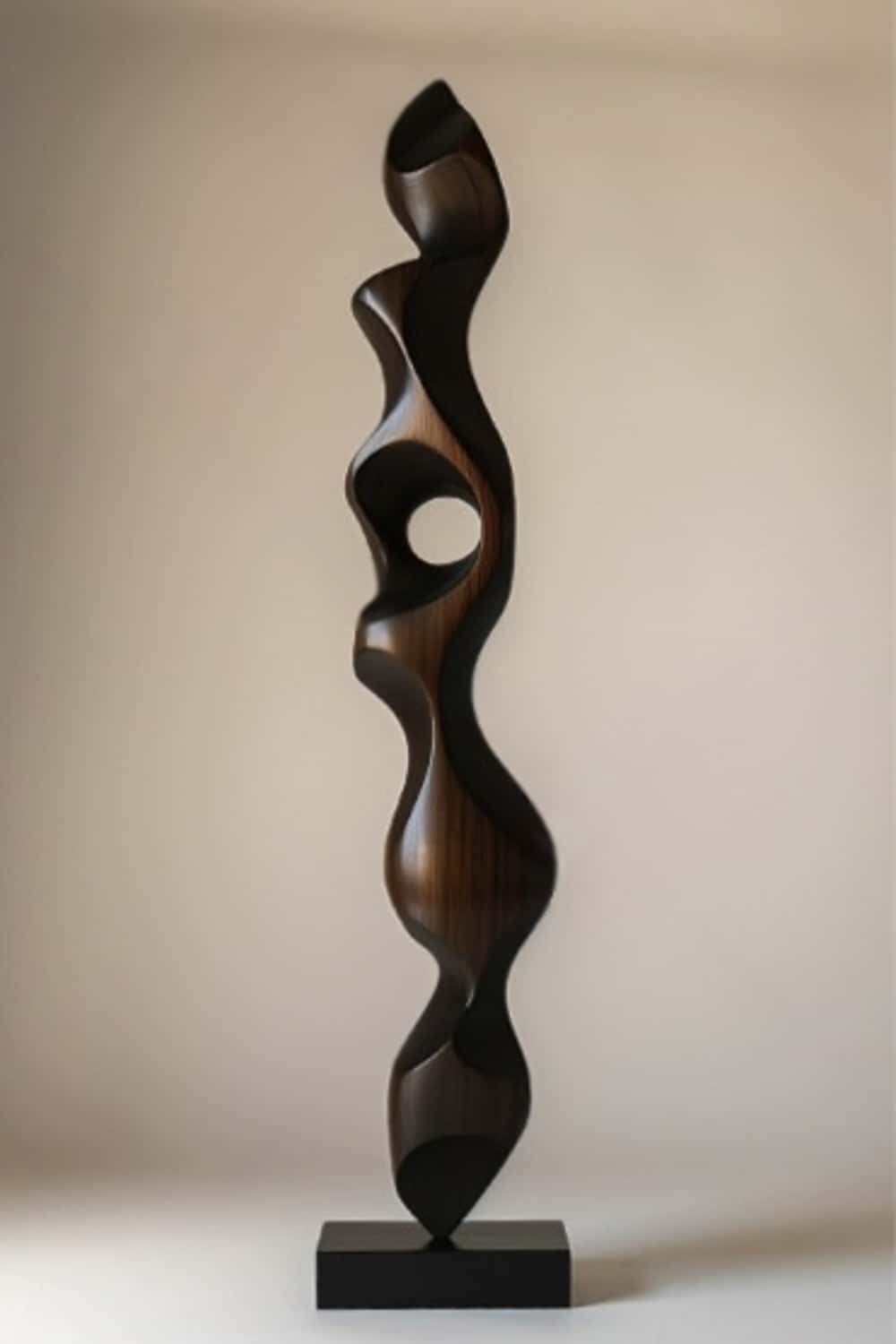 Tall Large Abstract Wood Floor Sculpture Modern Standing Twisted Art for Living Room