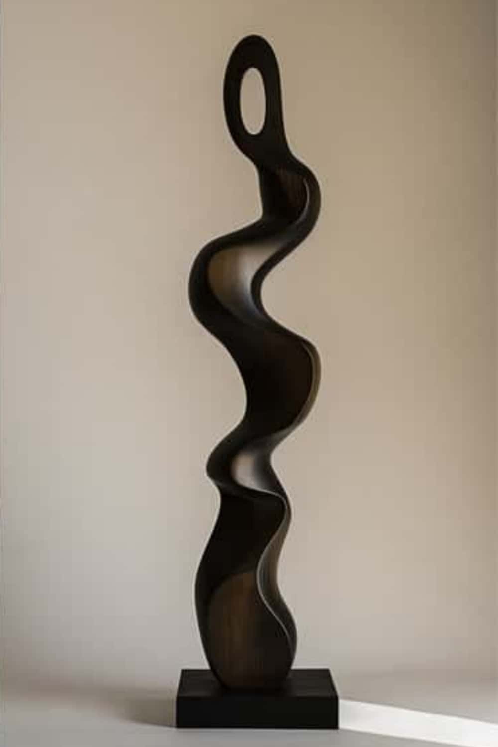 Tall Modern Wood Floor Sculpture Large Abstract Standing Decor for Living Room