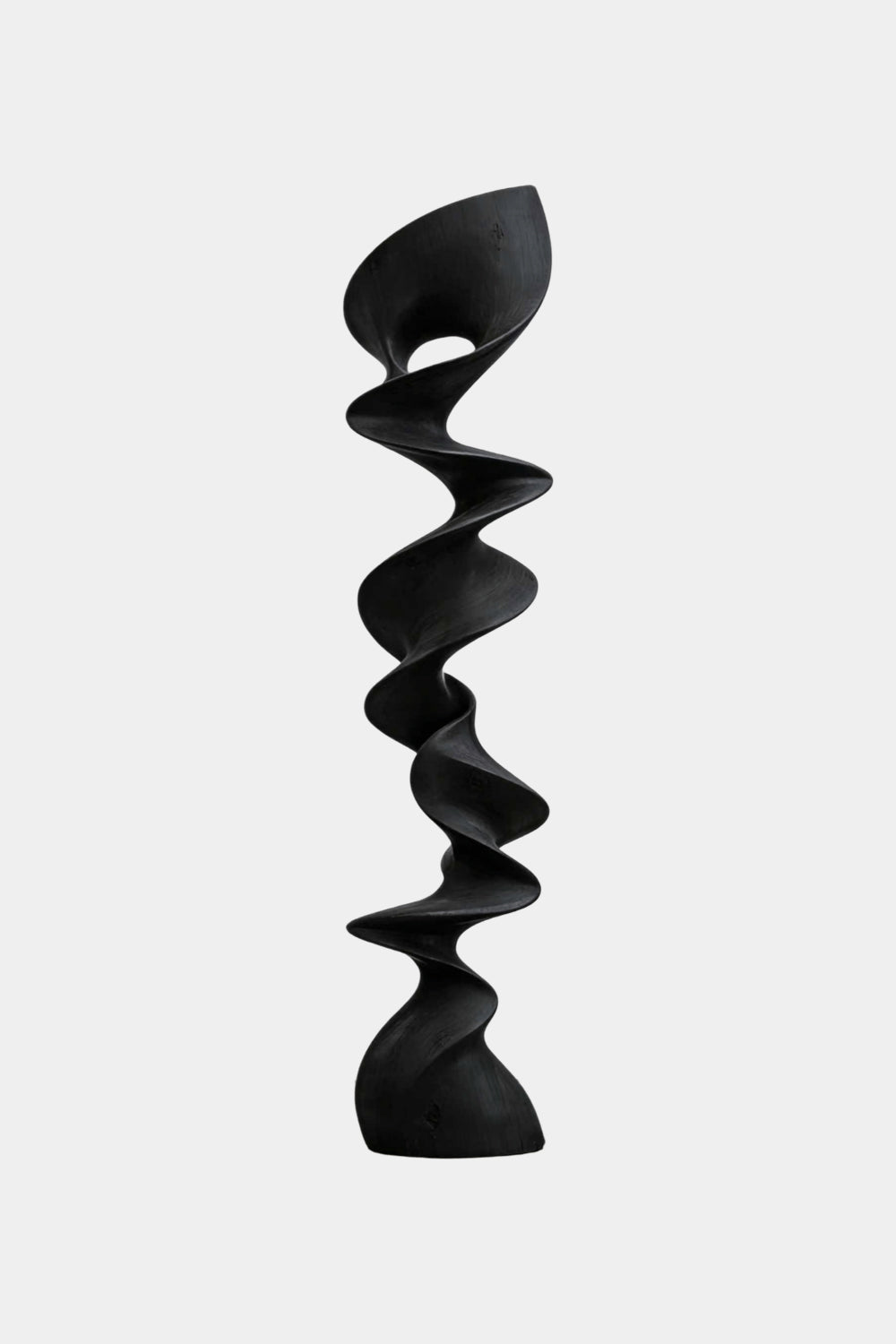 Large Tall Spiral Wood Floor Sculpture | Modern Vertical Standing Art Decor