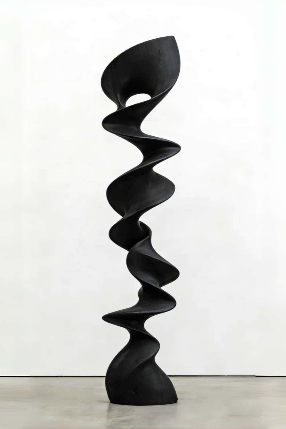 Large Tall Spiral Wood Floor Sculpture | Modern Vertical Standing Art Decor