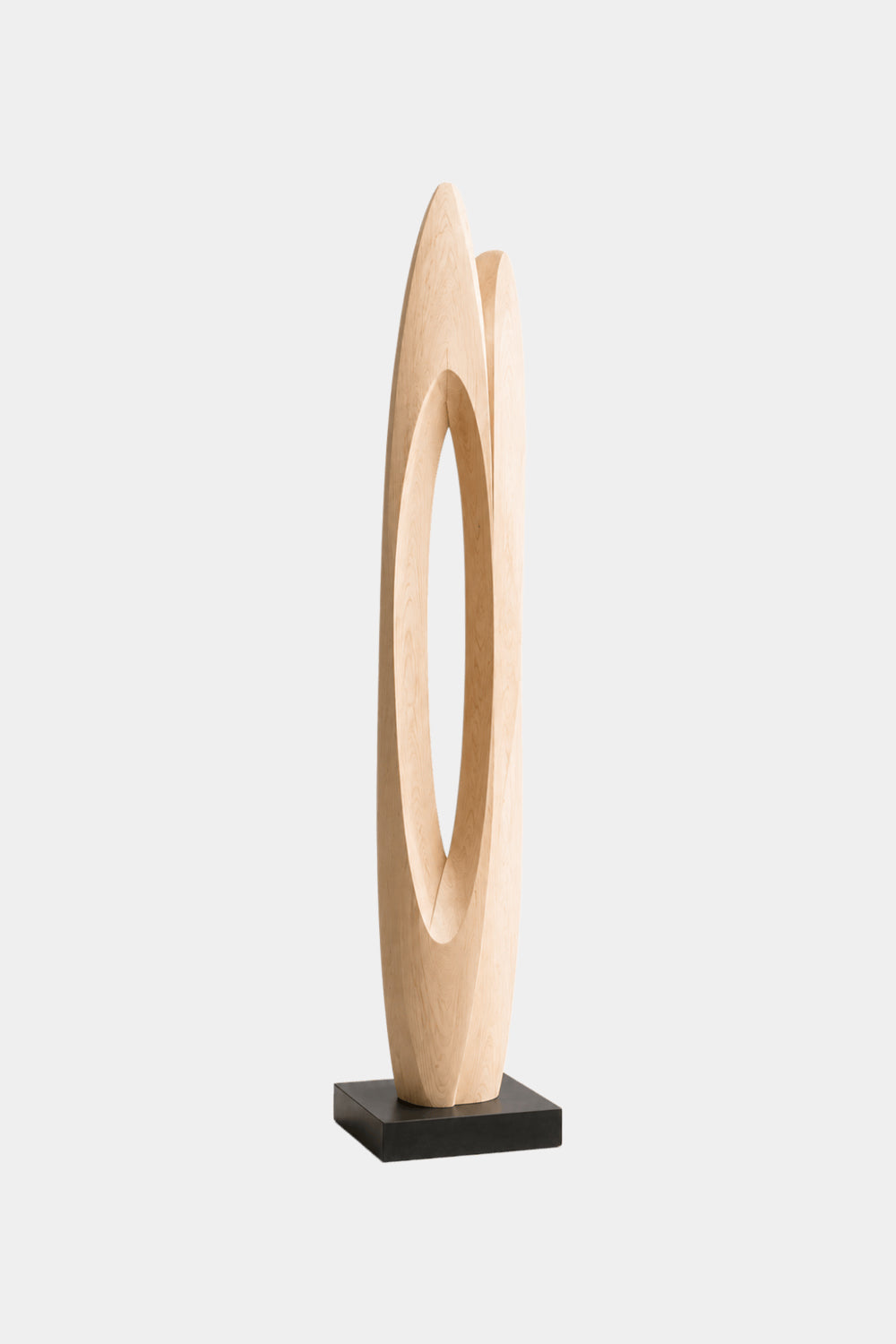 Modern Abstract Wood Floor Sculpture | Japandi Large Hand-Carved Art Piece