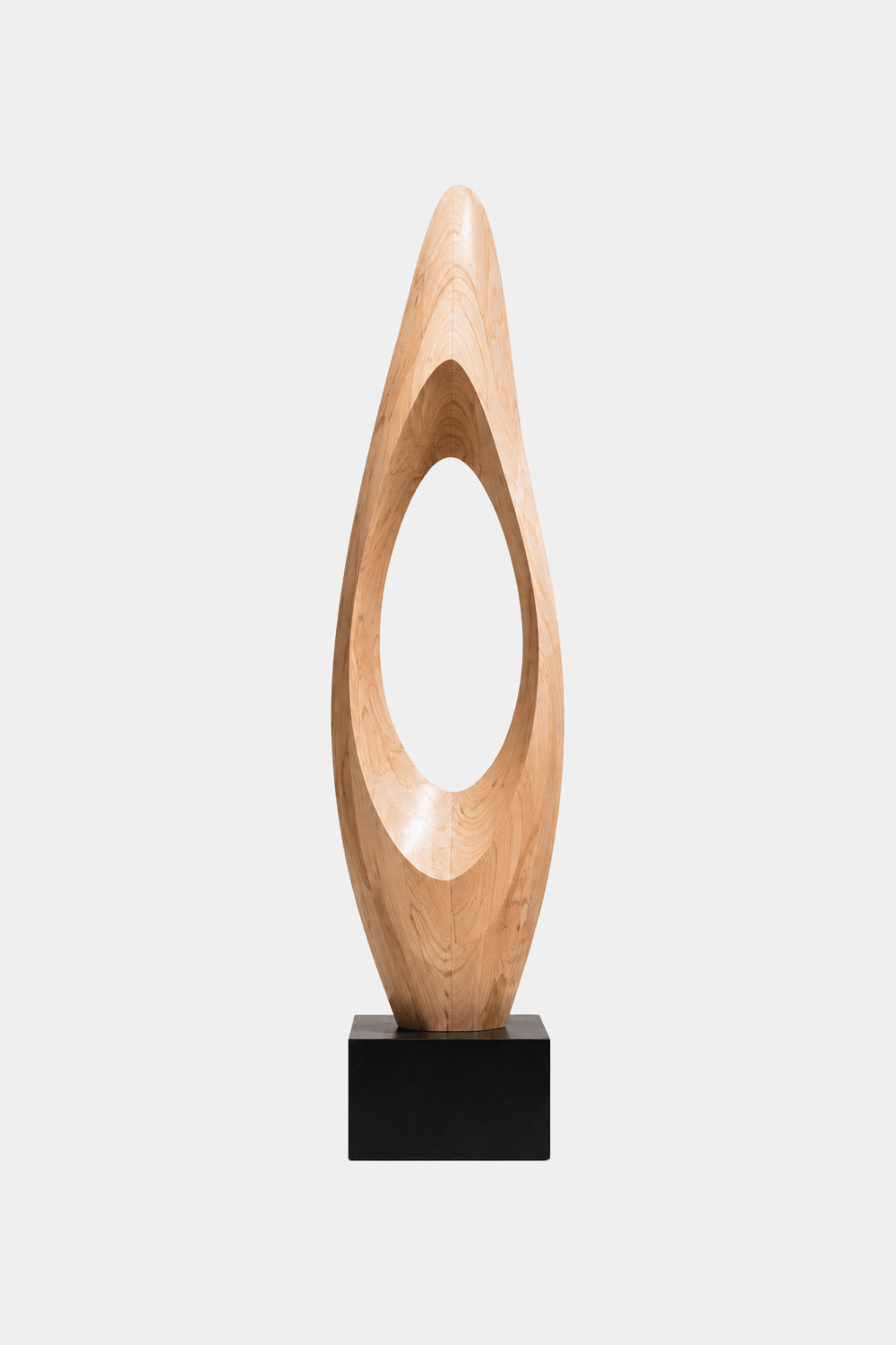 Modern Abstract Large Wood Floor Sculpture | Tall Hollow Art for Luxury Space Decor