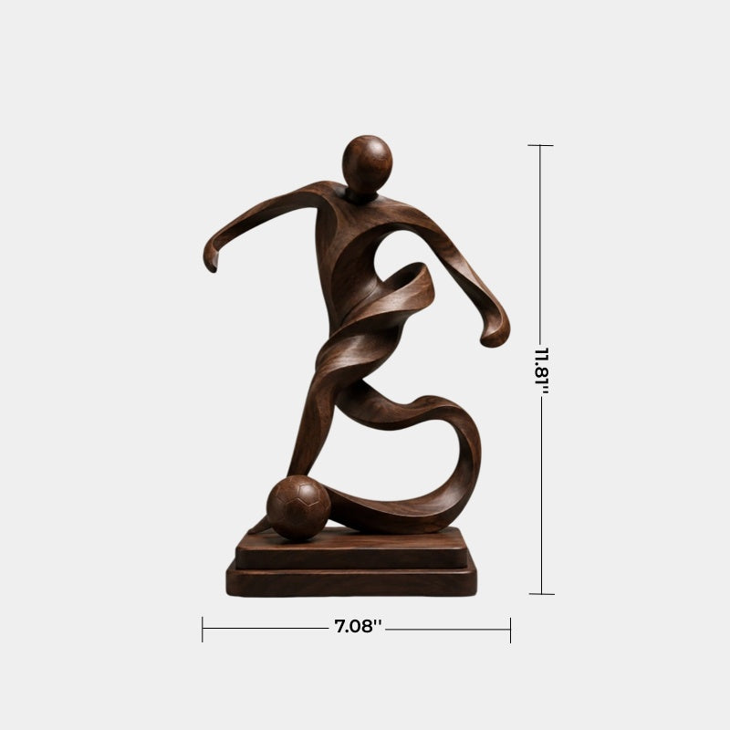 Abstract Wooden Soccer Statue | Handcrafted World Cup Sports Art Decor