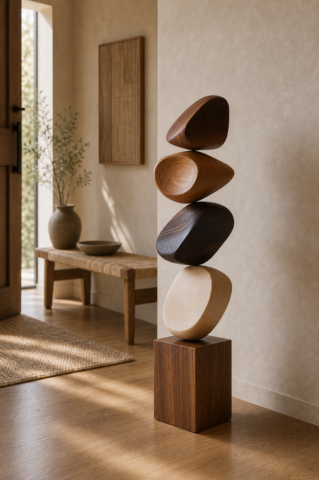Luxury Large Wooden Statue Abstract Art Piece Ideal For Unique Housewarming Gifts
